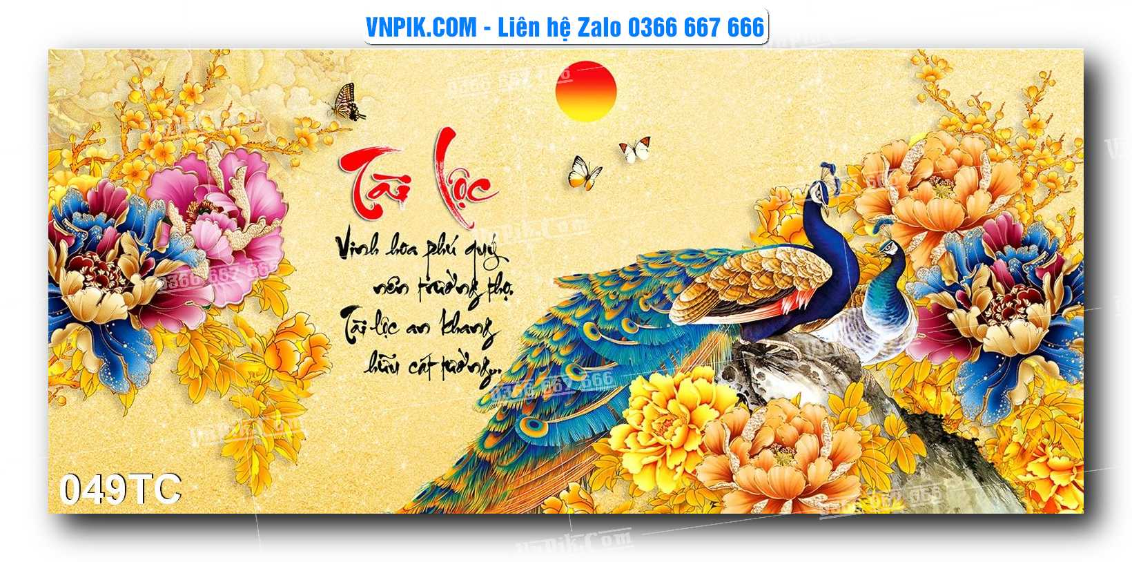 Tranh Treo Tường – Chim Công Hoa Mẫu Đơn 049TC