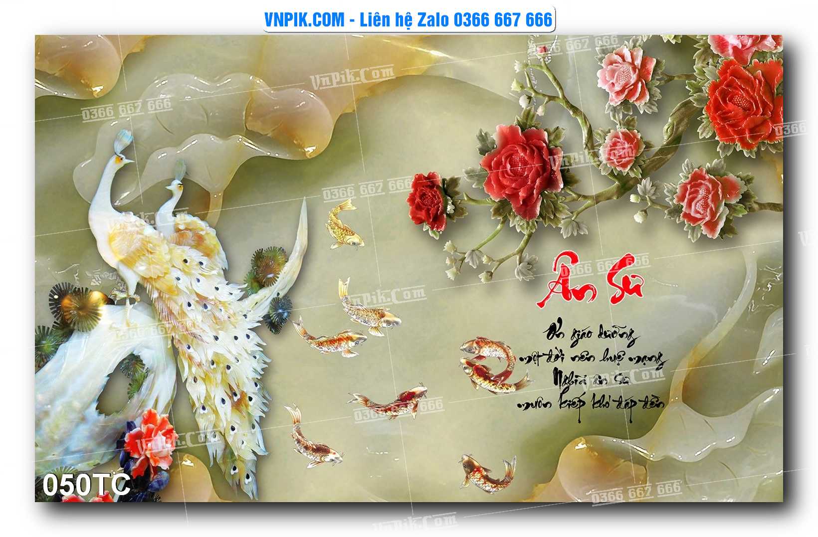 Tranh Treo Tường – Chim Công Hoa Mẫu Đơn 050TC