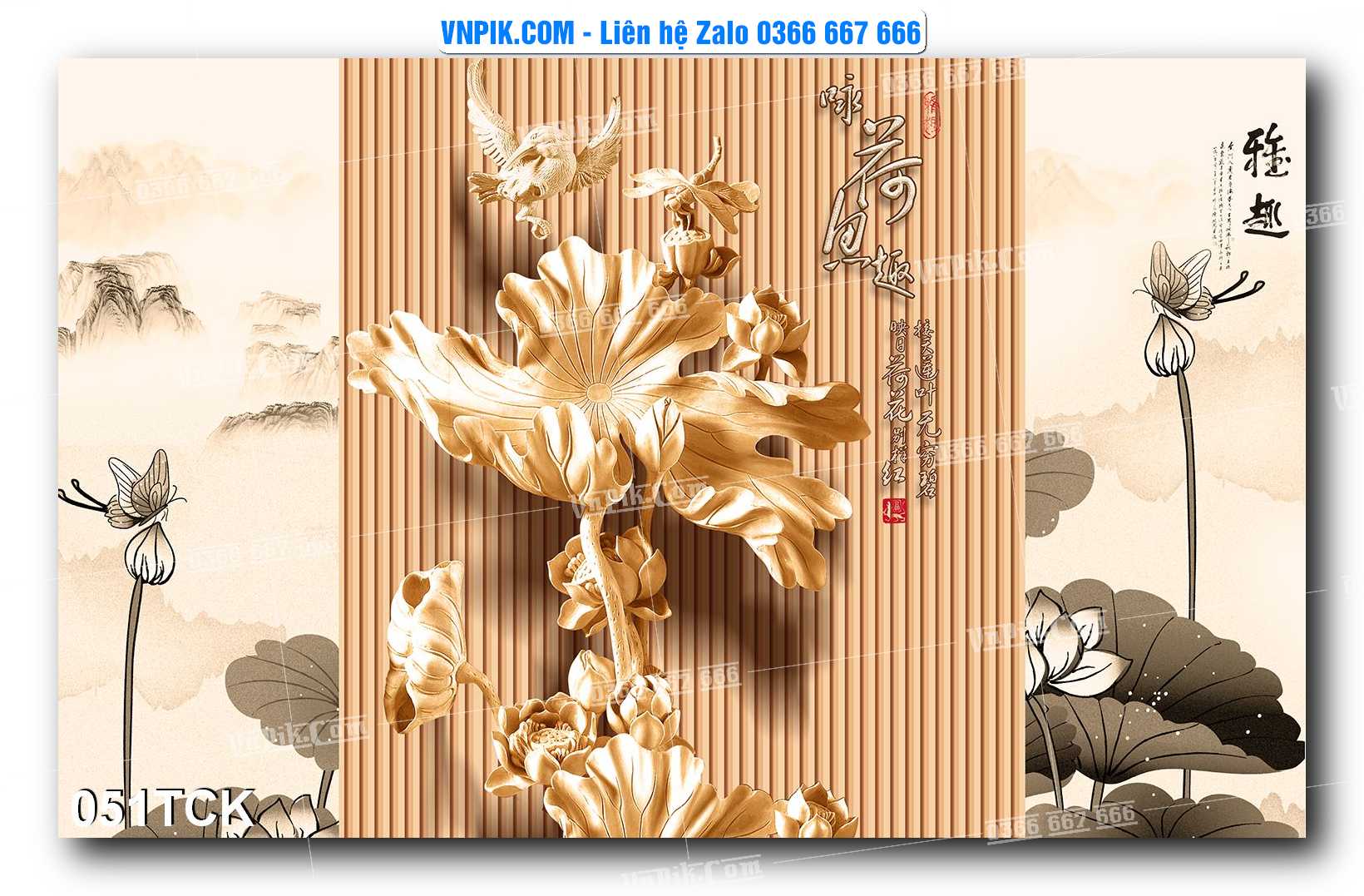 Tranh Hoa Sen – Cá Koi – Cá Chép  051TCK