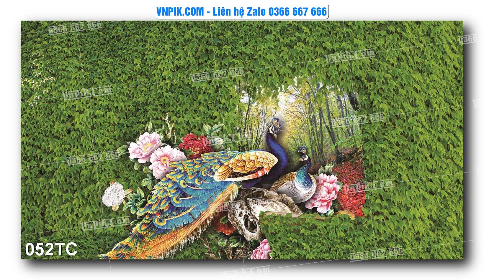 Tranh Treo Tường – Chim Công Hoa Mẫu Đơn 052TC