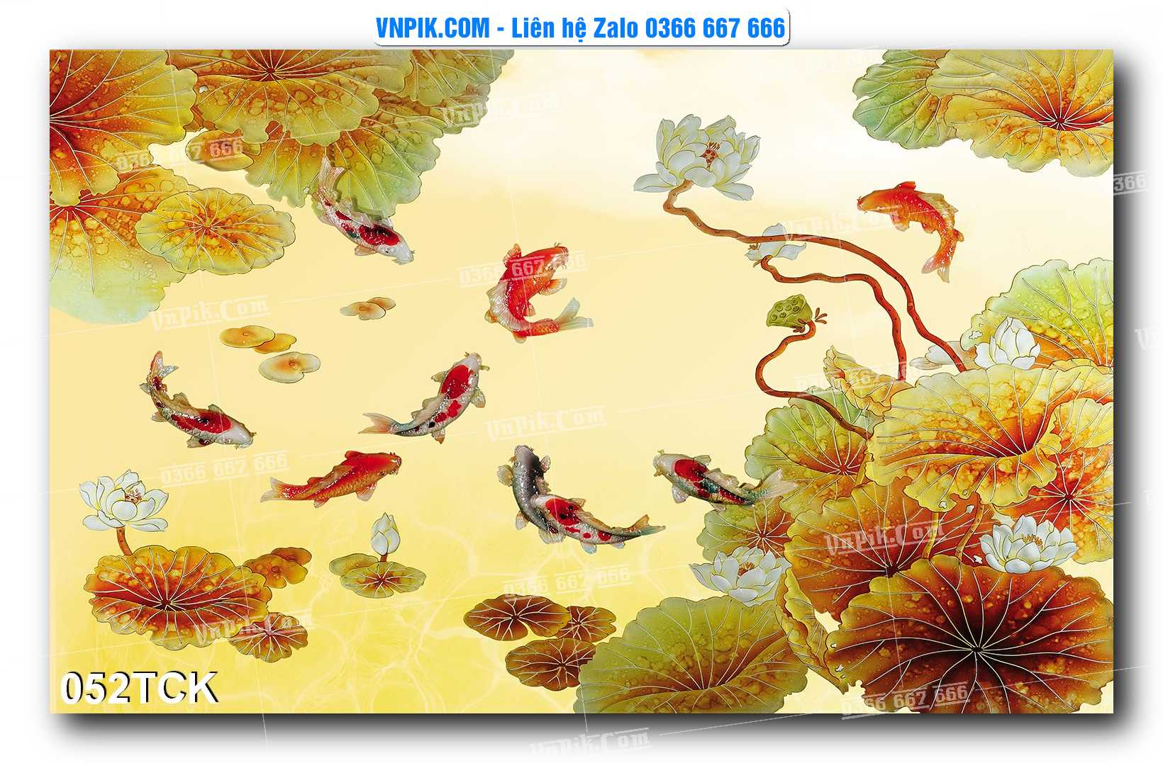 Tranh Hoa Sen – Cá Koi – Cá Chép  052TCK