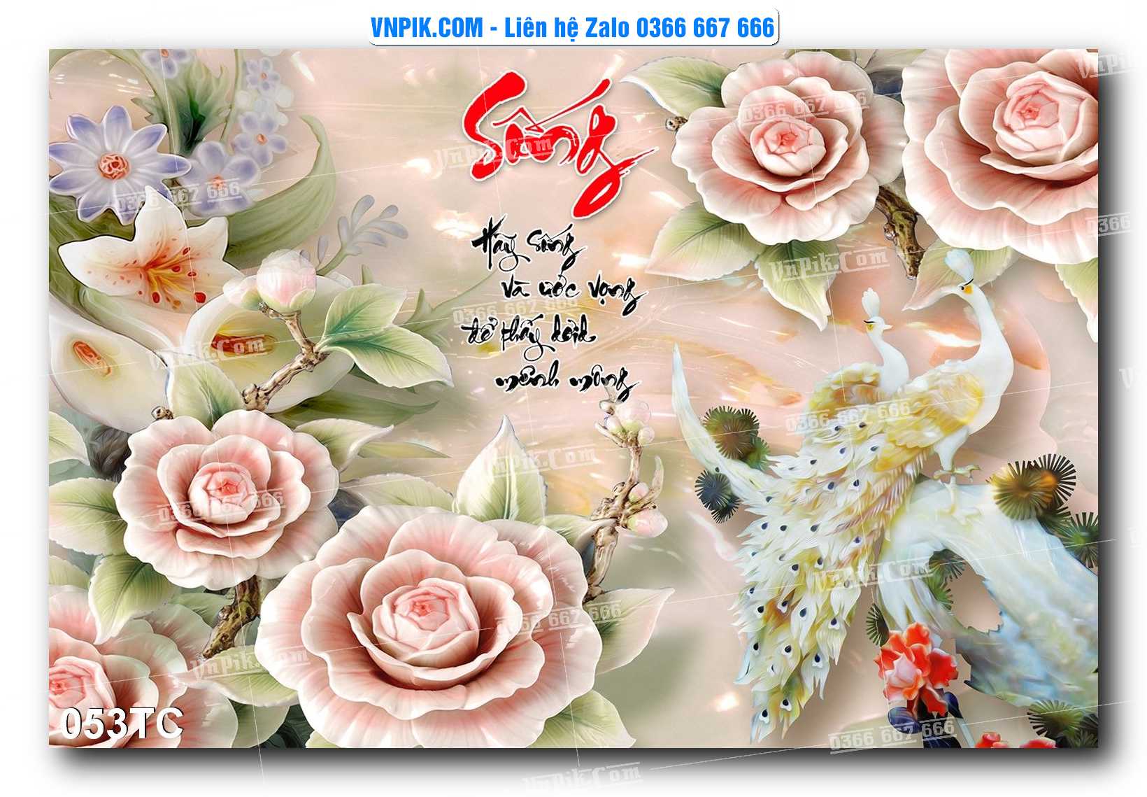 Tranh Treo Tường – Chim Công Hoa Mẫu Đơn 053TC