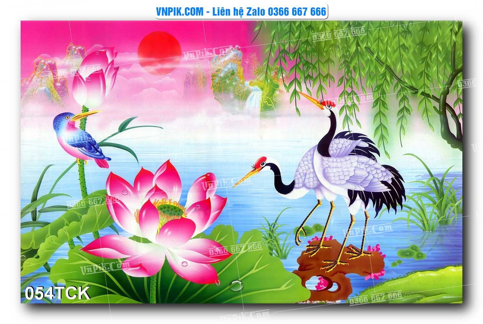 Tranh Hoa Sen – Cá Koi – Cá Chép  054TCK
