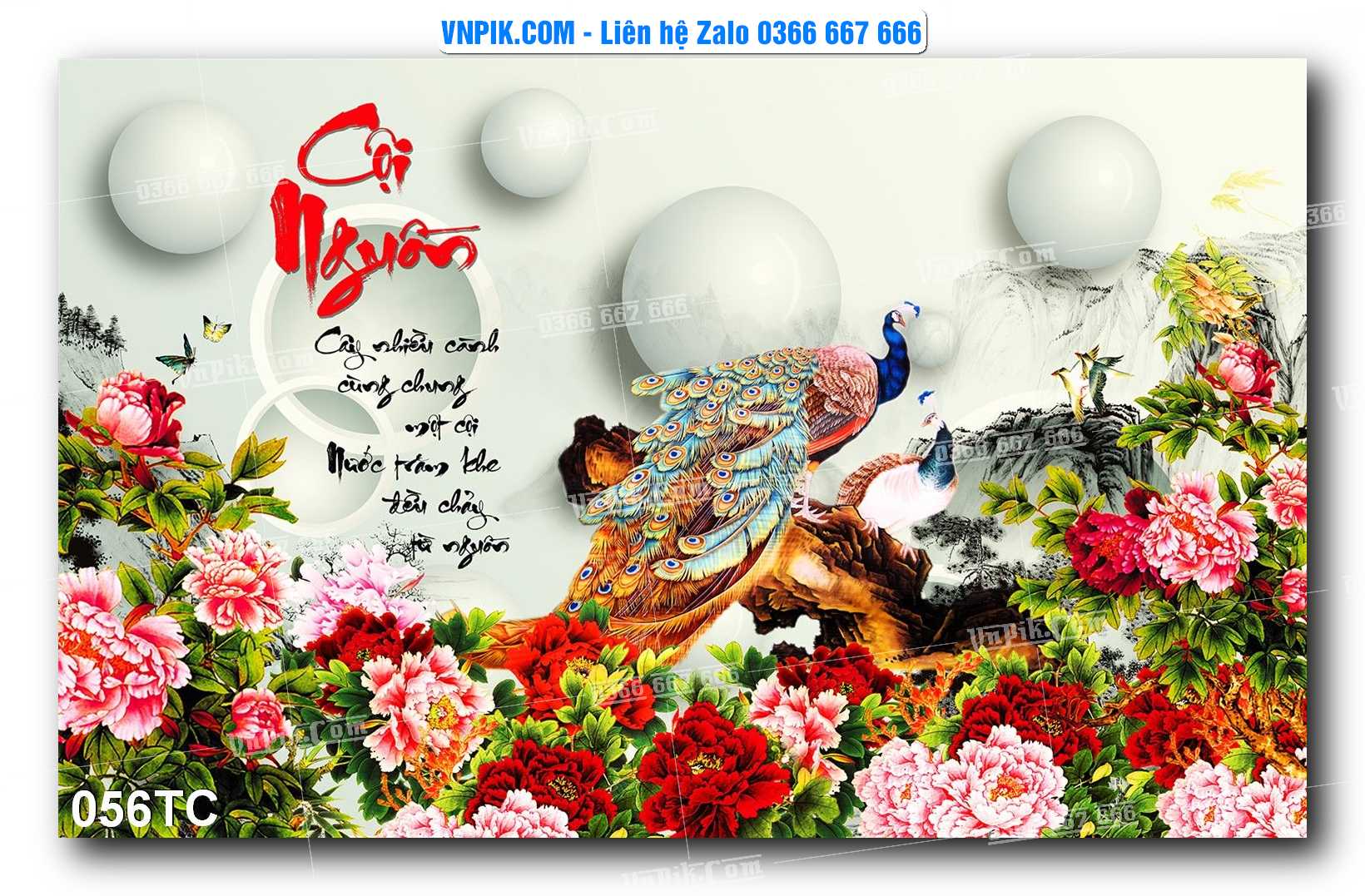 Tranh Treo Tường – Chim Công Hoa Mẫu Đơn 056TC