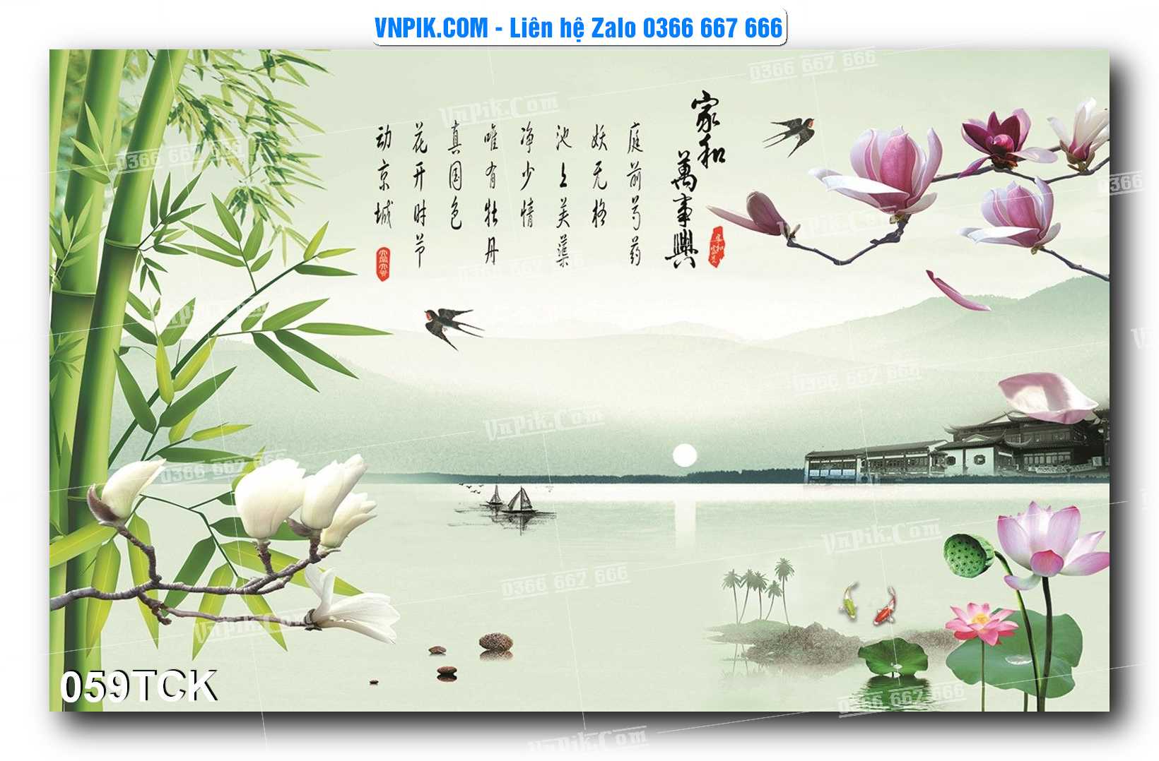 Tranh Hoa Sen – Cá Koi – Cá Chép  059TCK