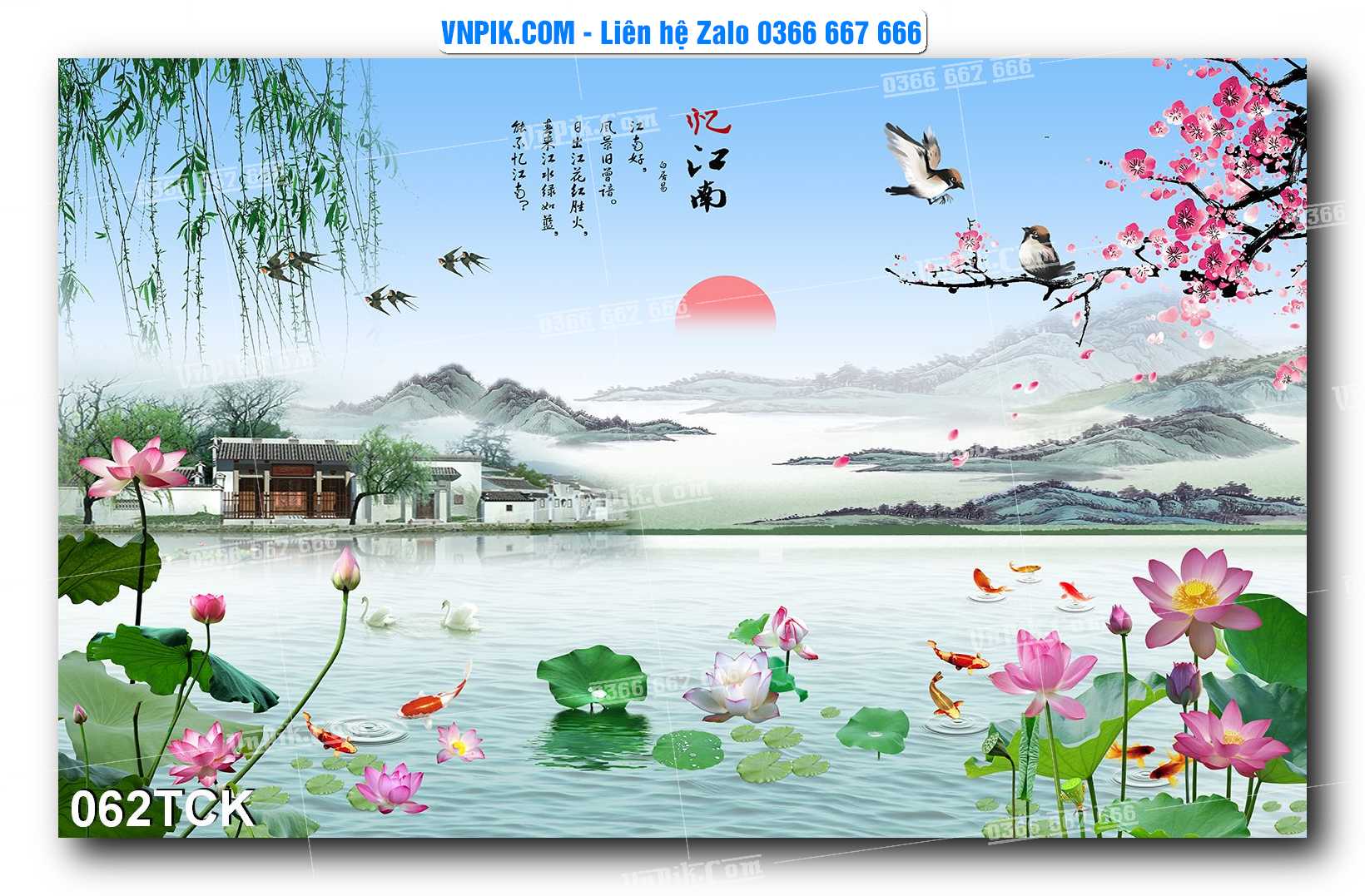 Tranh Hoa Sen – Cá Koi – Cá Chép  062TCK