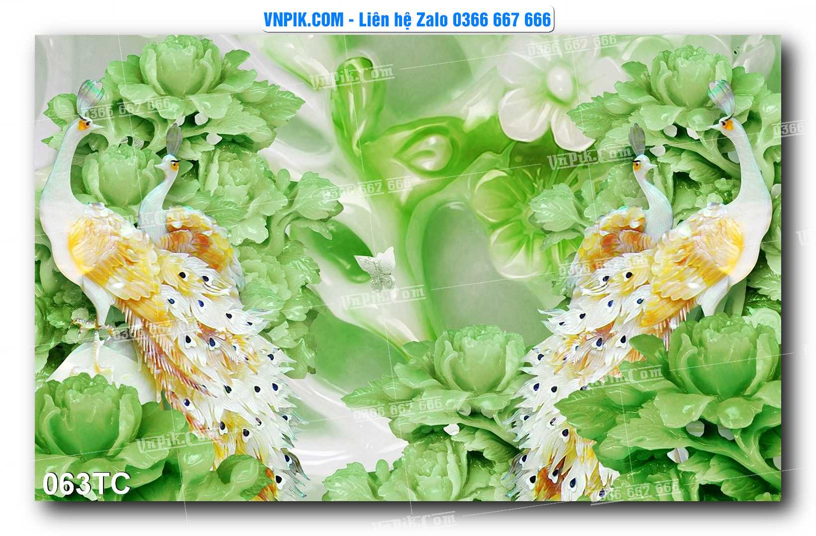 Tranh Treo Tường – Chim Công Hoa Mẫu Đơn 063TC