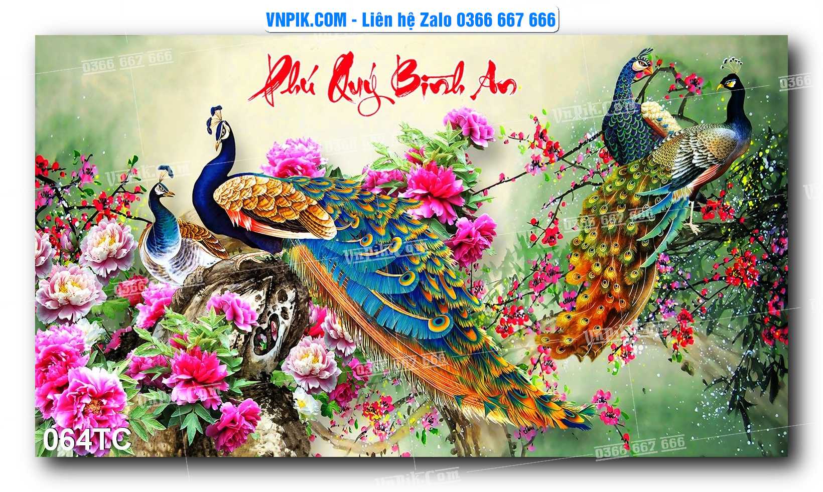Tranh Treo Tường – Chim Công Hoa Mẫu Đơn 064TC
