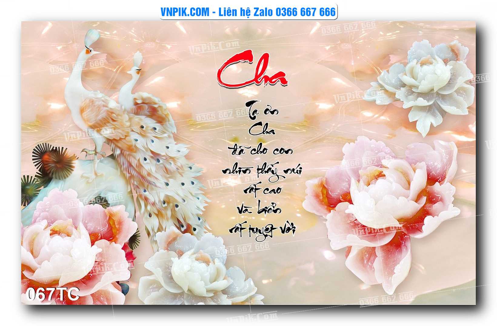 Tranh Treo Tường – Chim Công Hoa Mẫu Đơn 067TC