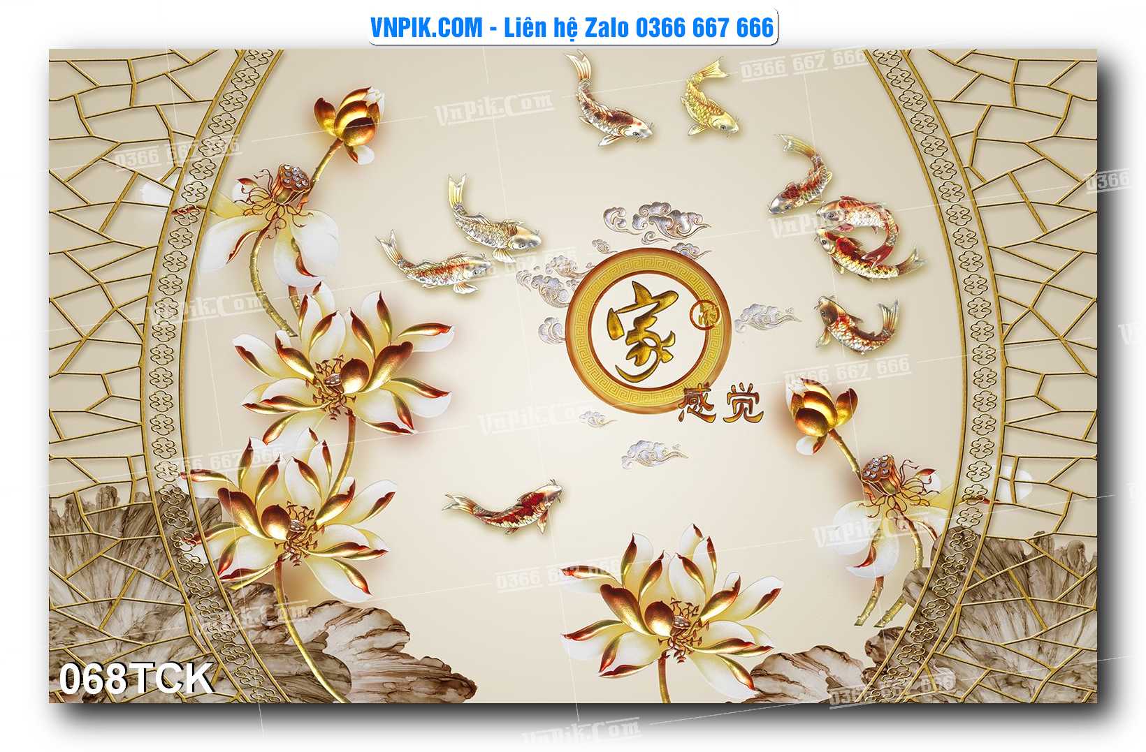 Tranh Hoa Sen – Cá Koi – Cá Chép  068TCK