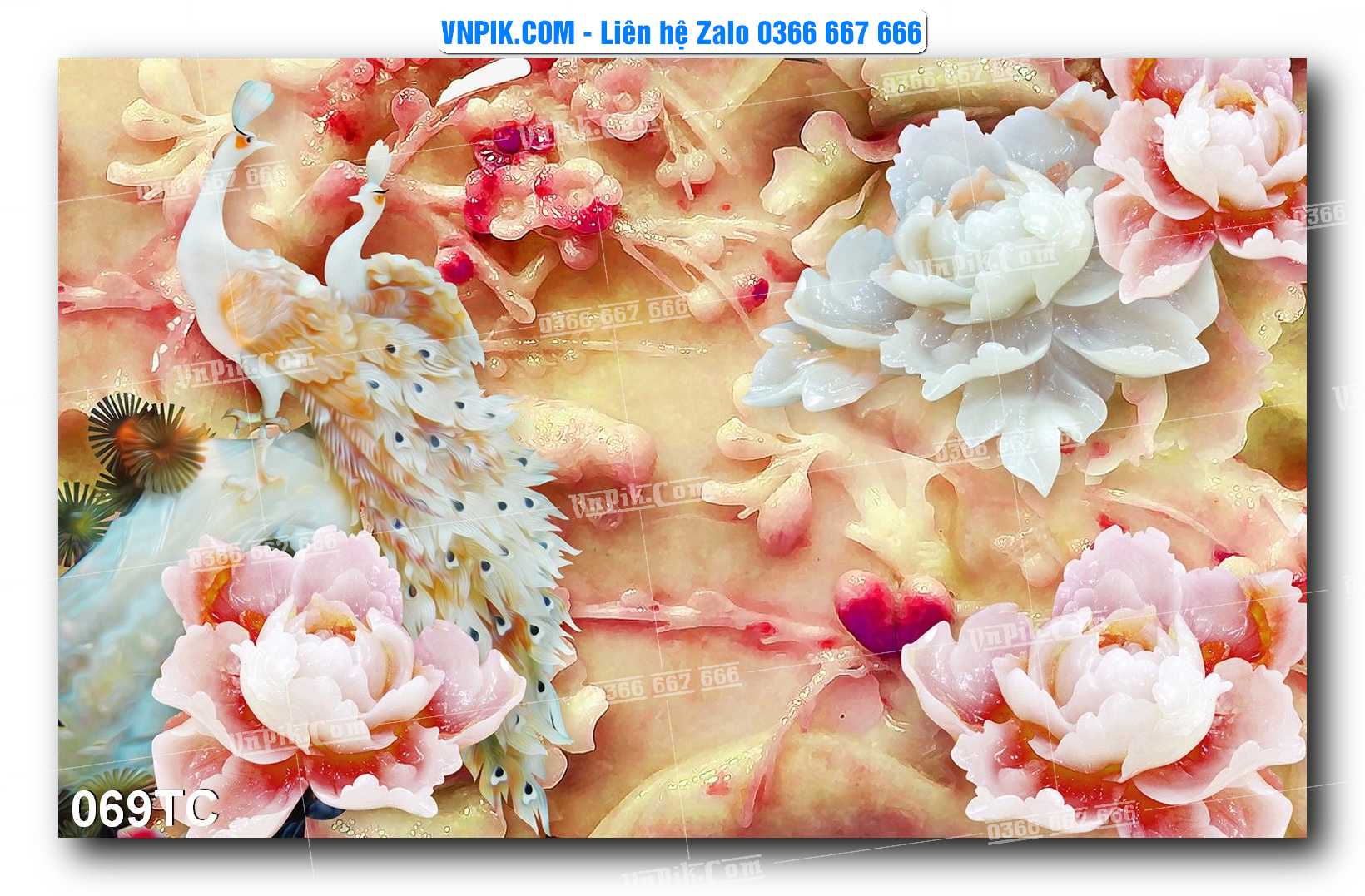 Tranh Treo Tường – Chim Công Hoa Mẫu Đơn 069TC