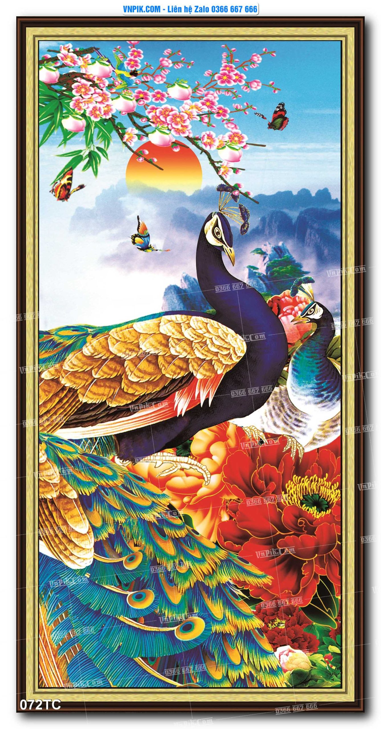 Tranh Treo Tường – Chim Công Hoa Mẫu Đơn 072TC