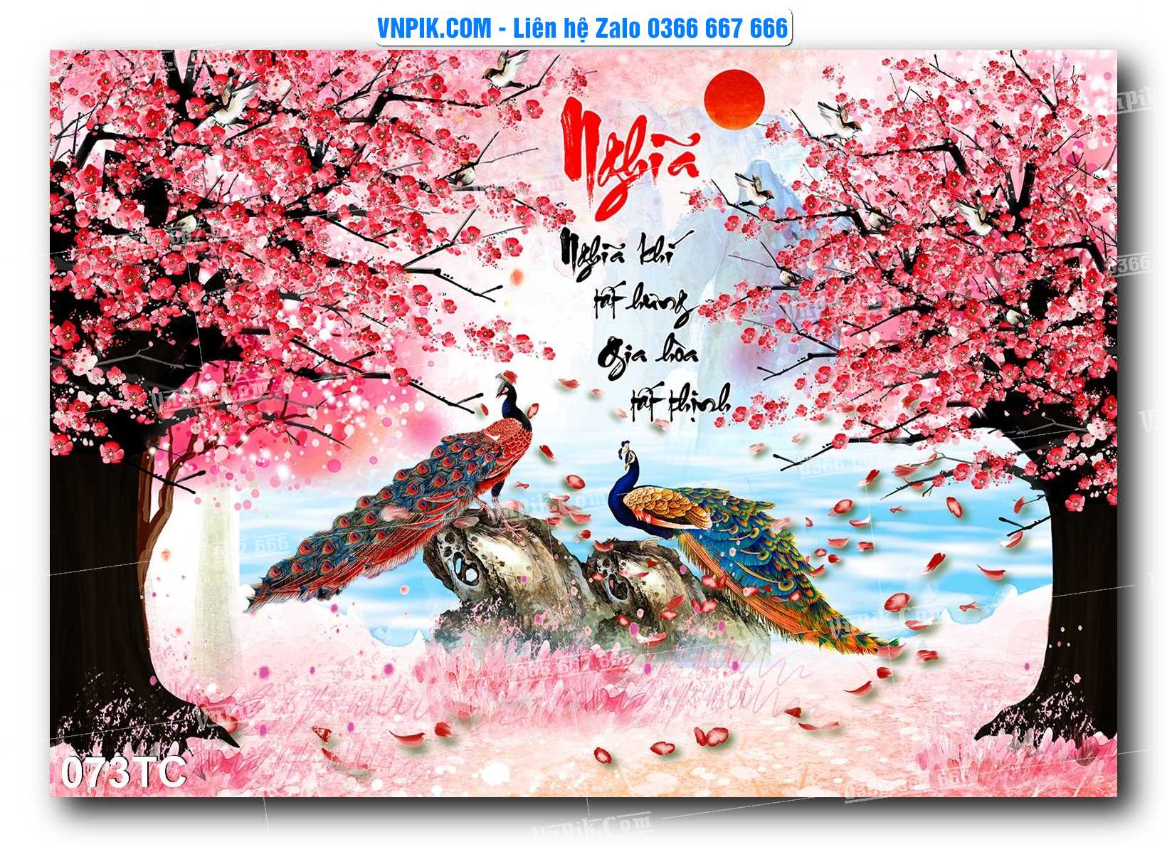 Tranh Treo Tường – Chim Công Hoa Mẫu Đơn 073TC