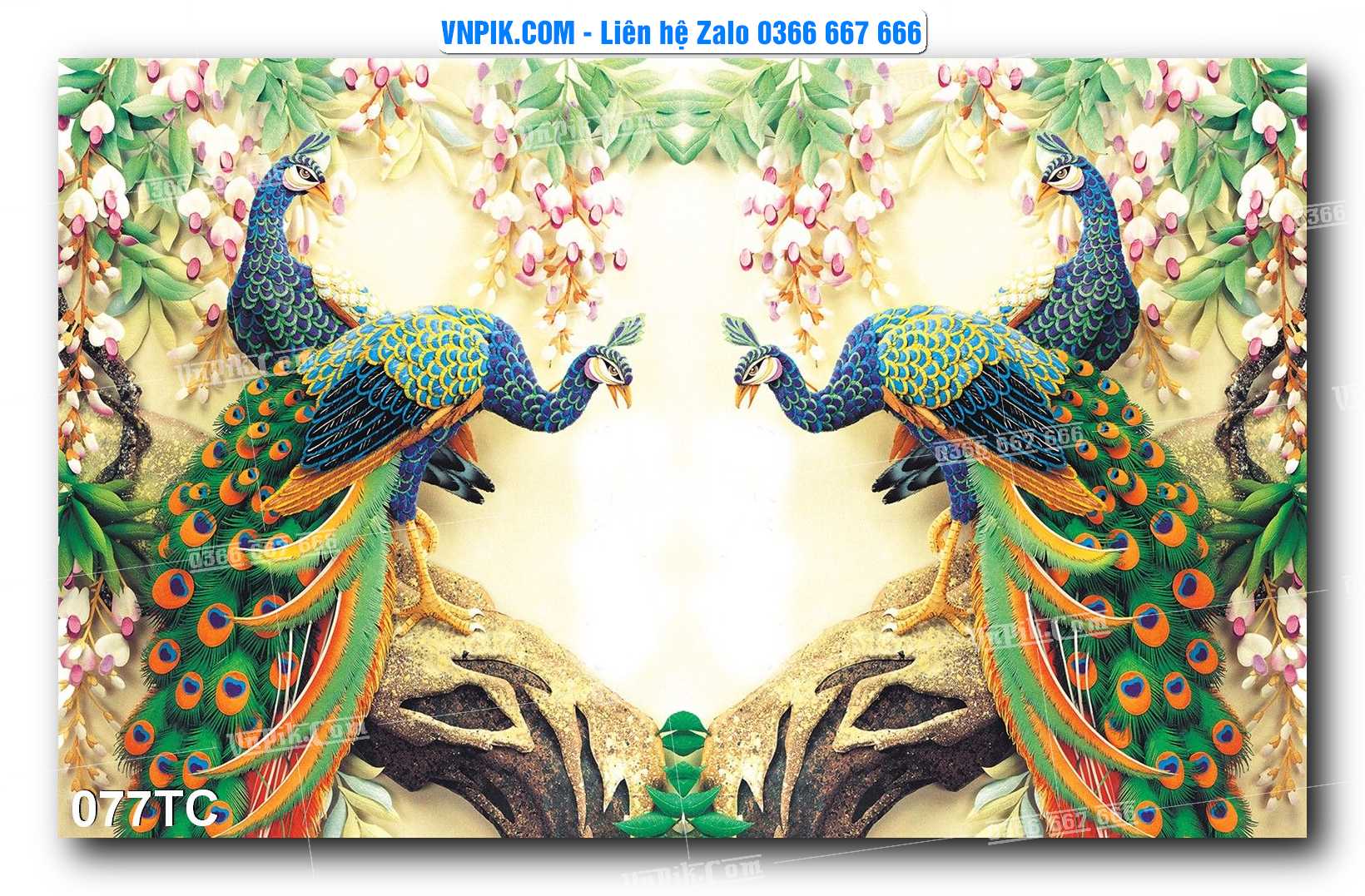 Tranh Treo Tường – Chim Công Hoa Mẫu Đơn 077TC