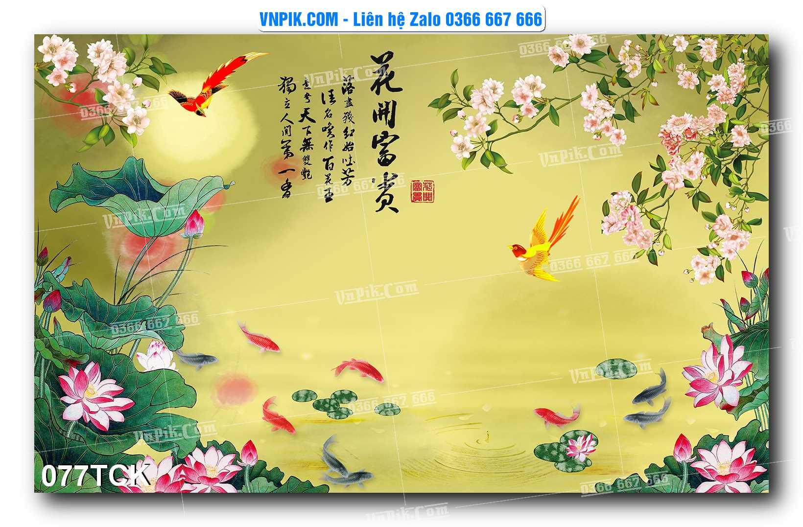 Tranh Hoa Sen – Cá Koi – Cá Chép  077TCK