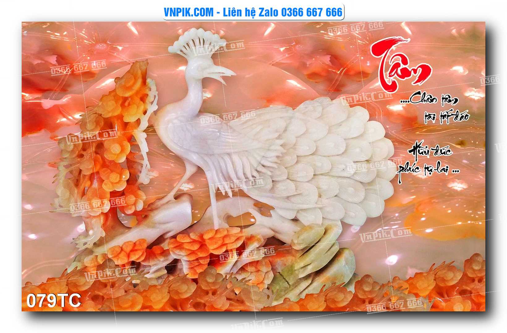 Tranh Treo Tường – Chim Công Hoa Mẫu Đơn 079TC