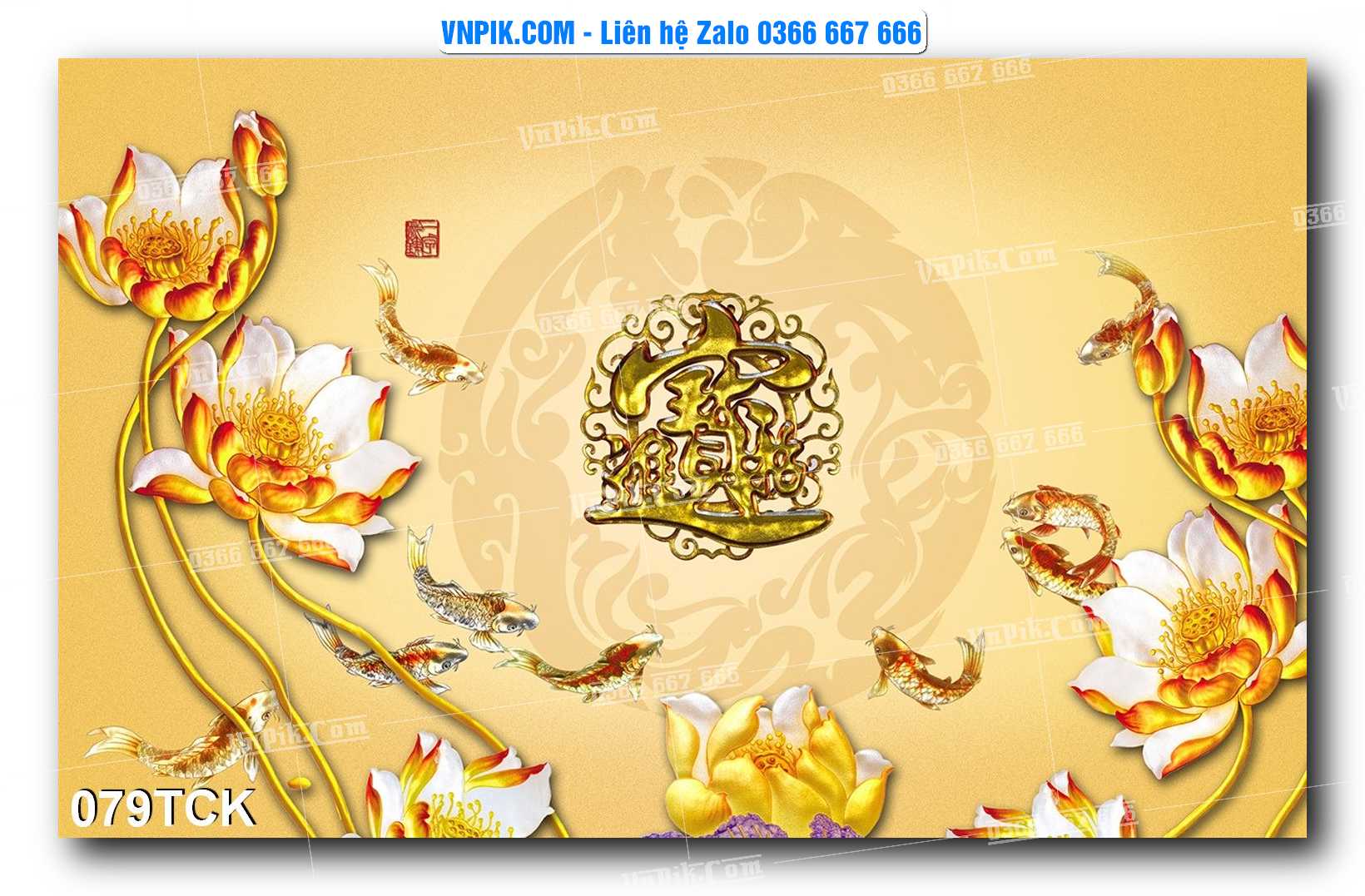 Tranh Hoa Sen – Cá Koi – Cá Chép  079TCK
