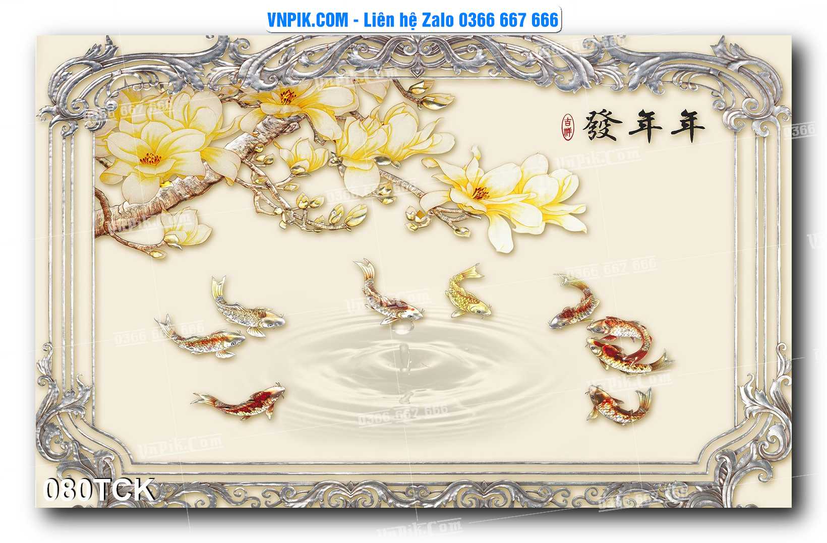 Tranh Hoa Sen – Cá Koi – Cá Chép  080TCK