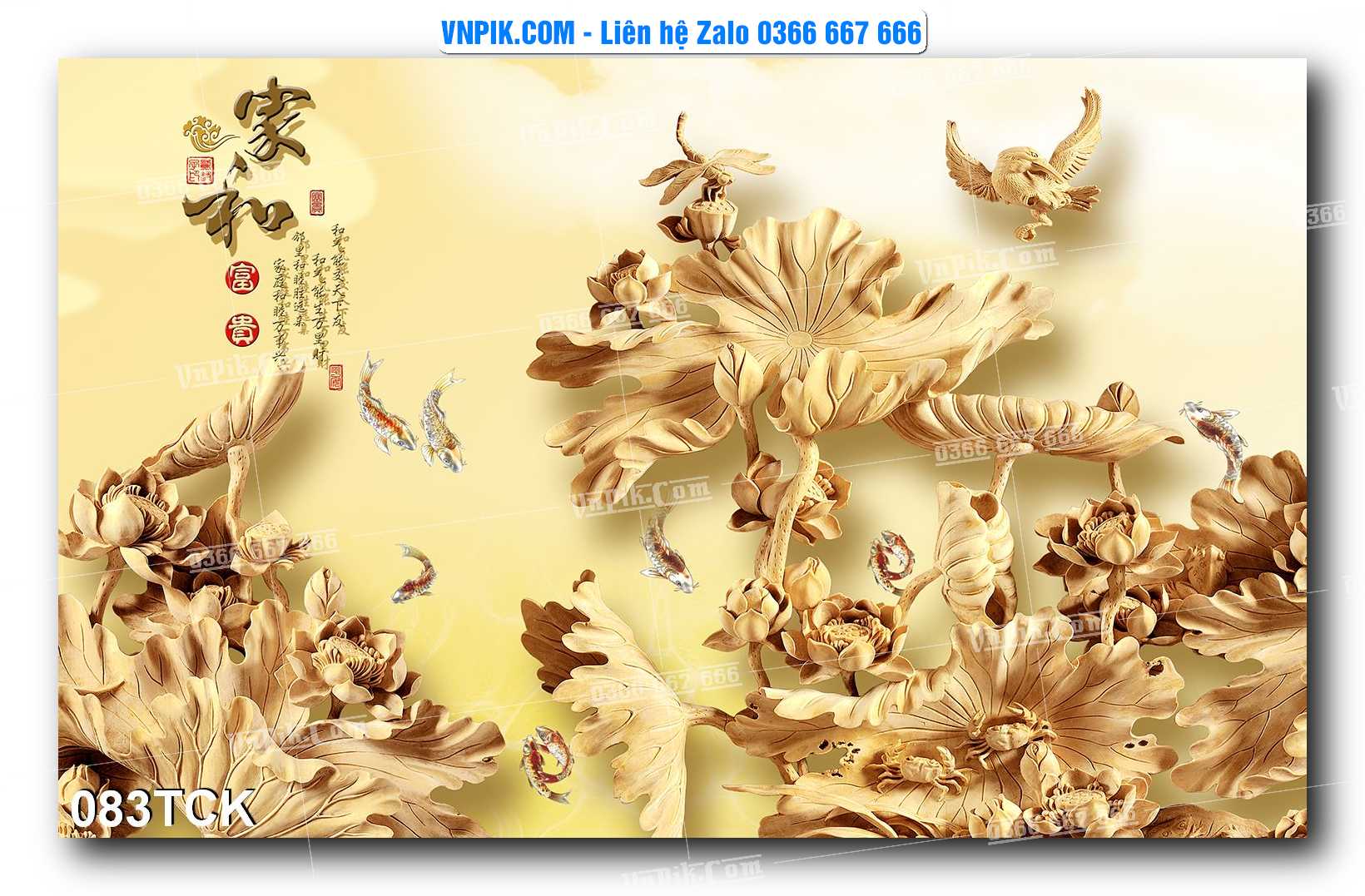 Tranh Hoa Sen – Cá Koi – Cá Chép  083TCK