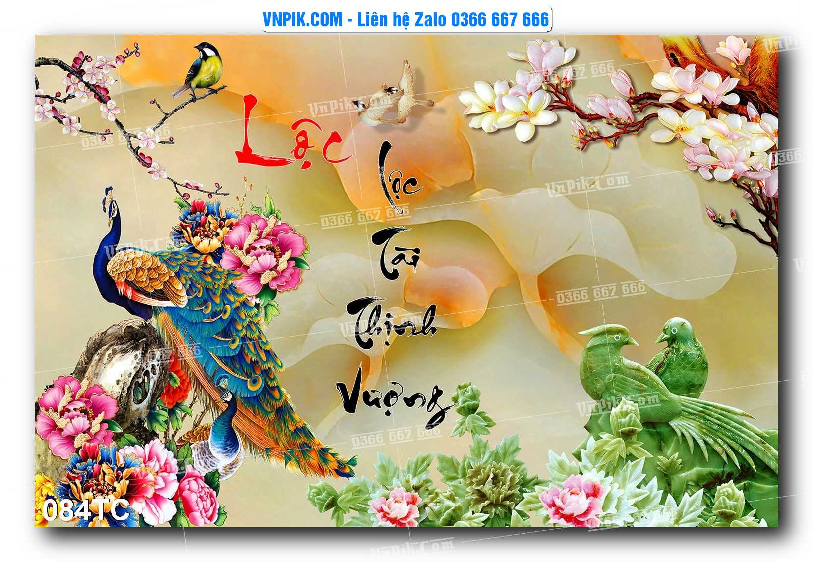 Tranh Treo Tường – Chim Công Hoa Mẫu Đơn 084TC
