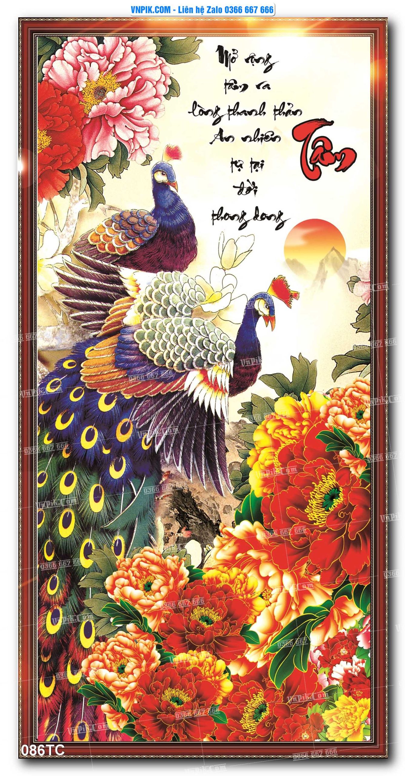 Tranh Treo Tường – Chim Công Hoa Mẫu Đơn 086TC