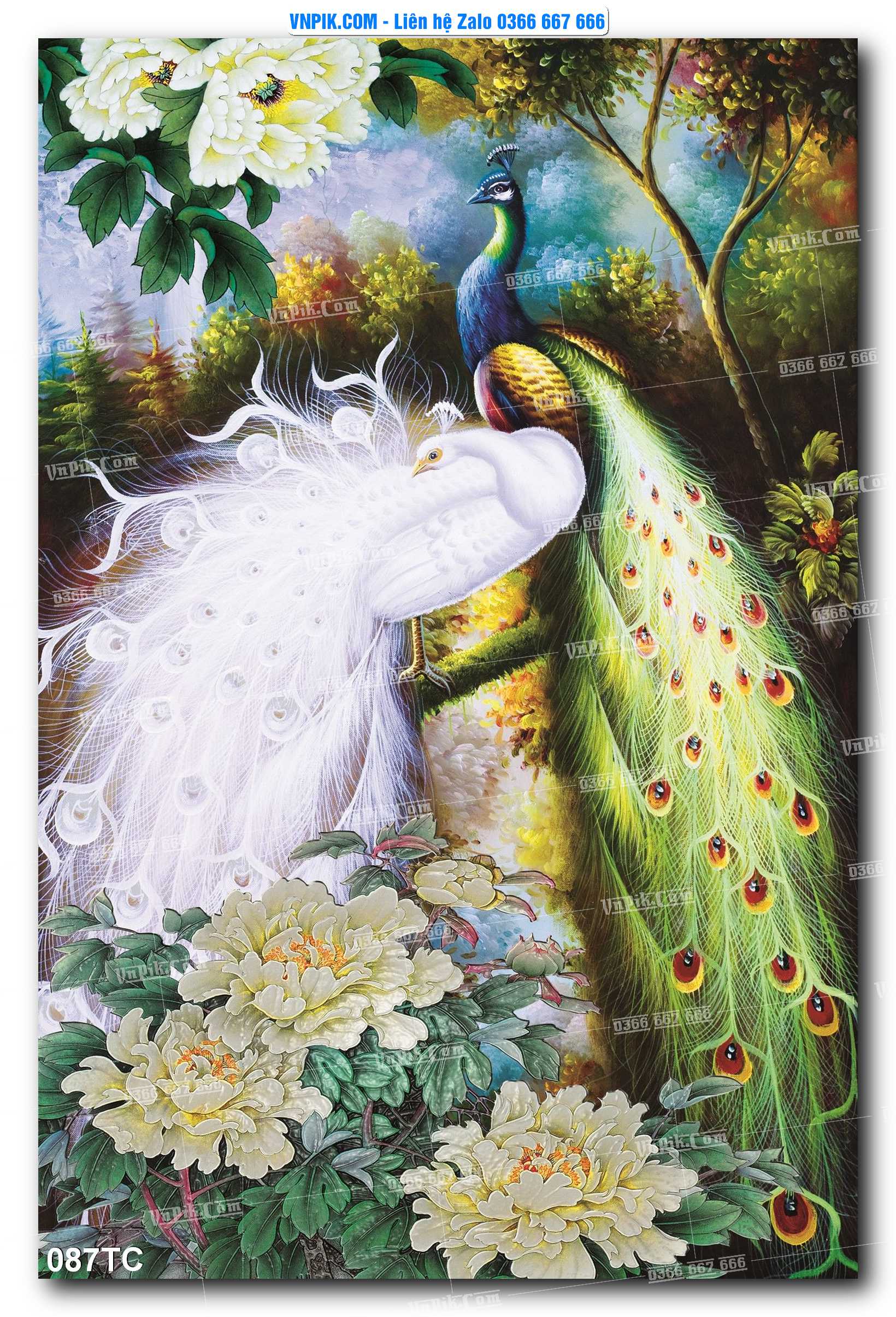 Tranh Treo Tường – Chim Công Hoa Mẫu Đơn 087TC