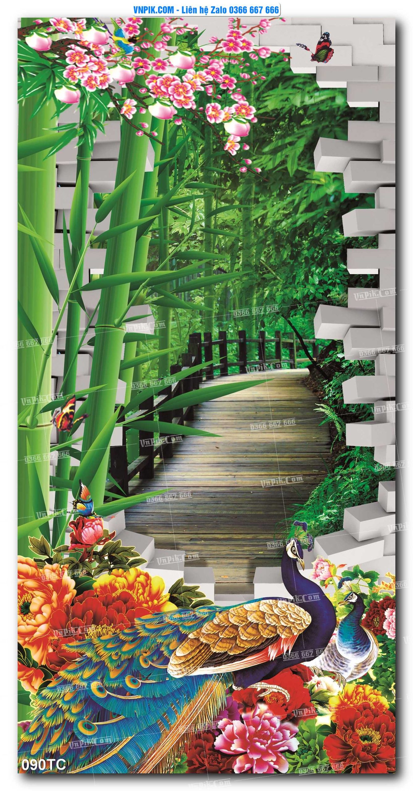 Tranh Treo Tường – Chim Công Hoa Mẫu Đơn 090TC