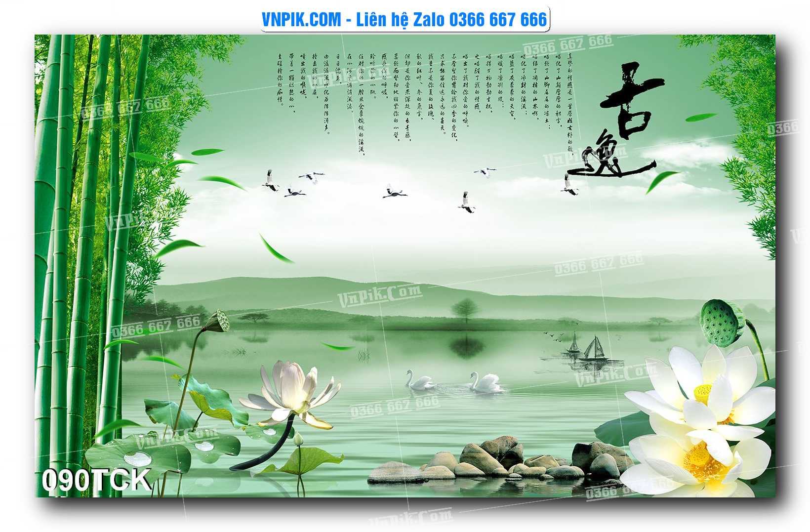 Tranh Hoa Sen – Cá Koi – Cá Chép  090TCK