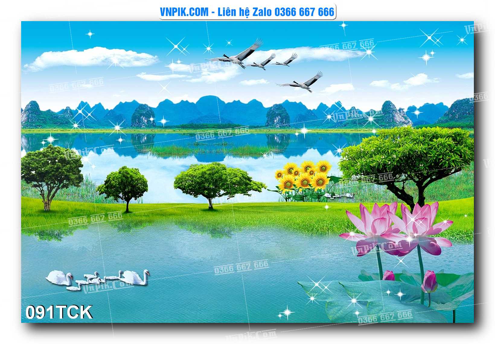Tranh Hoa Sen – Cá Koi – Cá Chép  091TCK