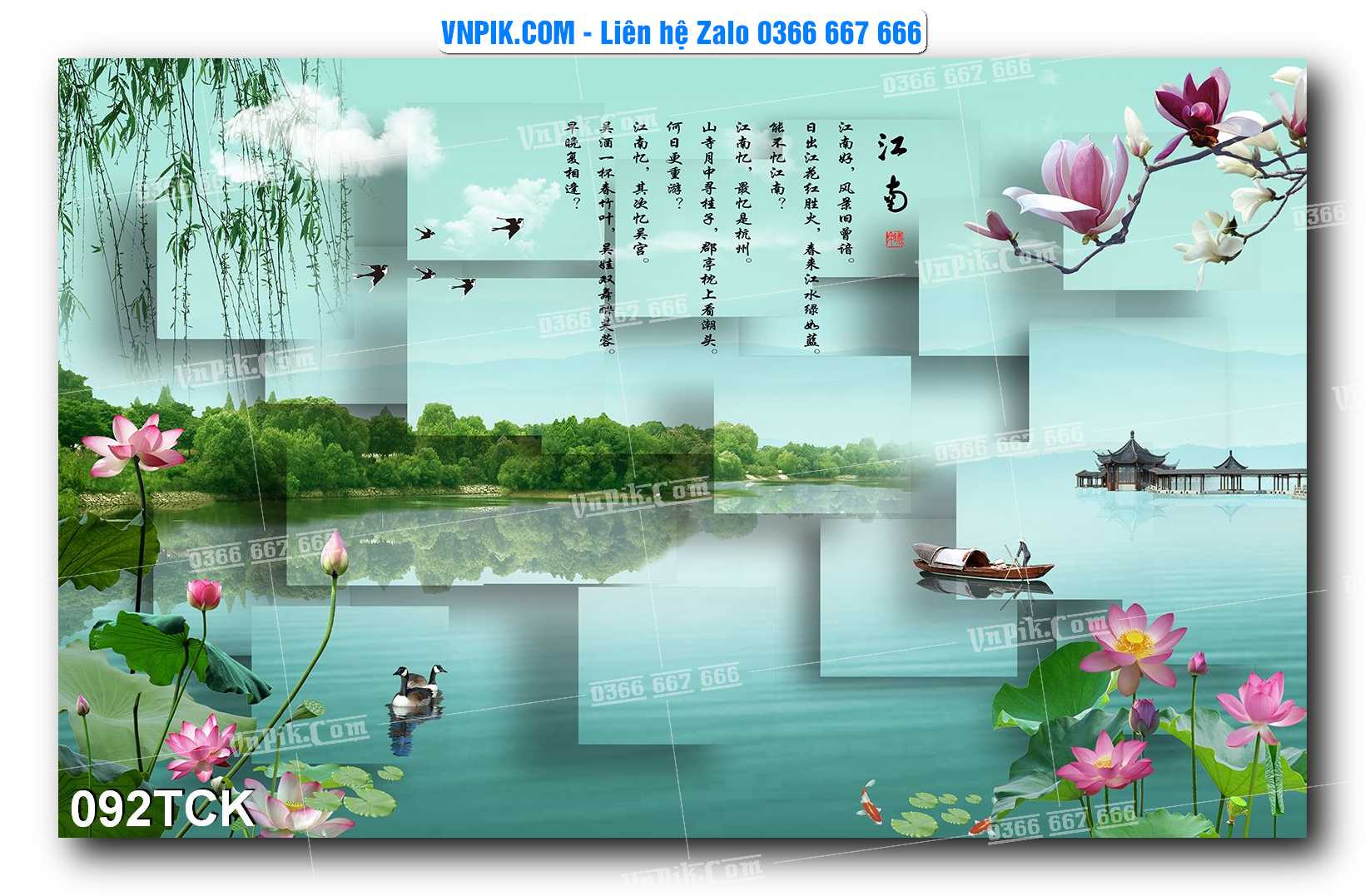 Tranh Hoa Sen – Cá Koi – Cá Chép  092TCK