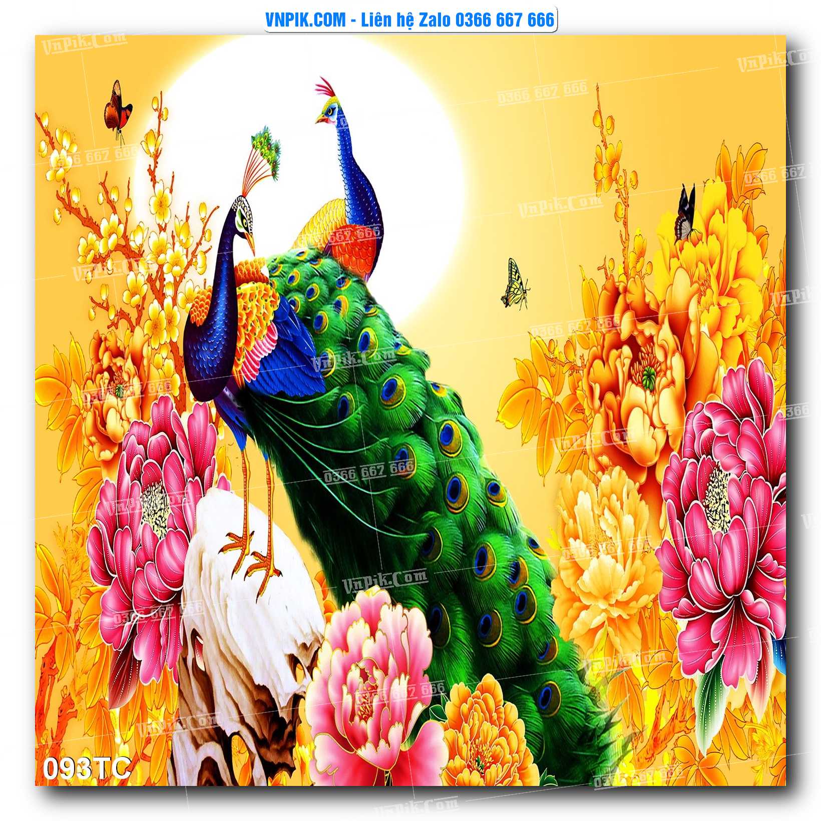 Tranh Treo Tường – Chim Công Hoa Mẫu Đơn 093TC