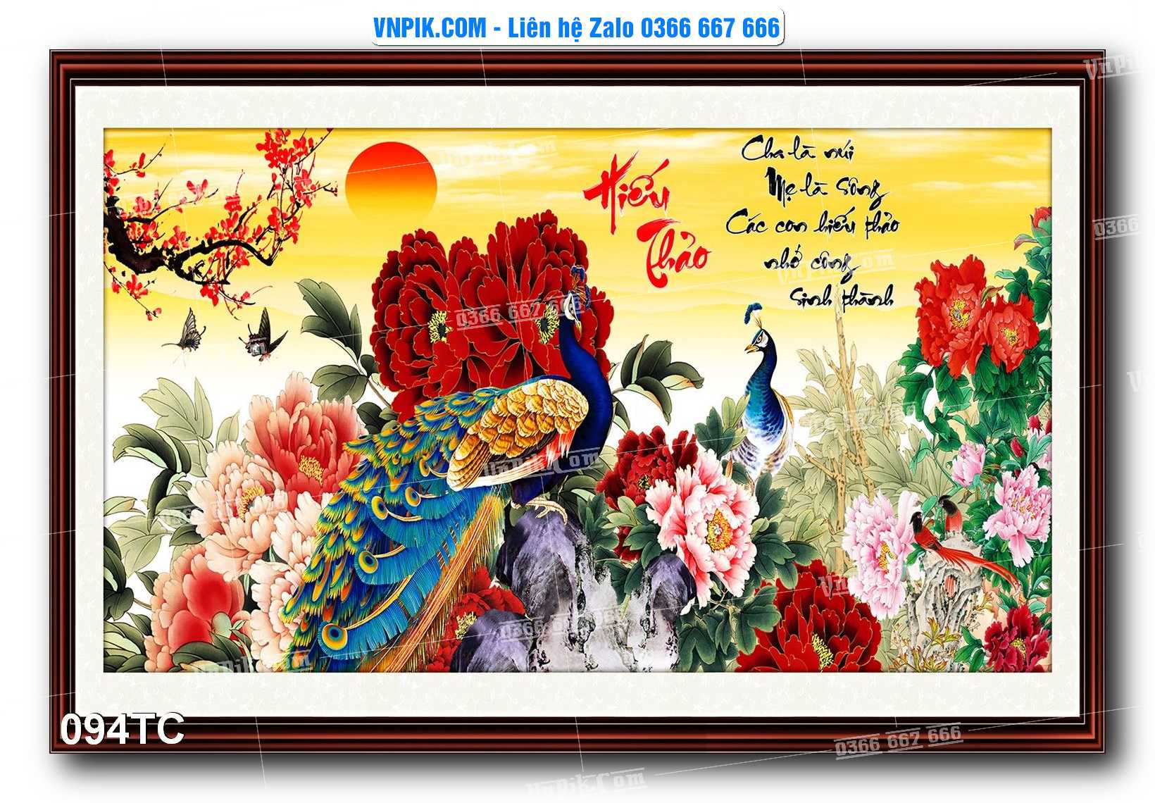Tranh Treo Tường – Chim Công Hoa Mẫu Đơn 094TC