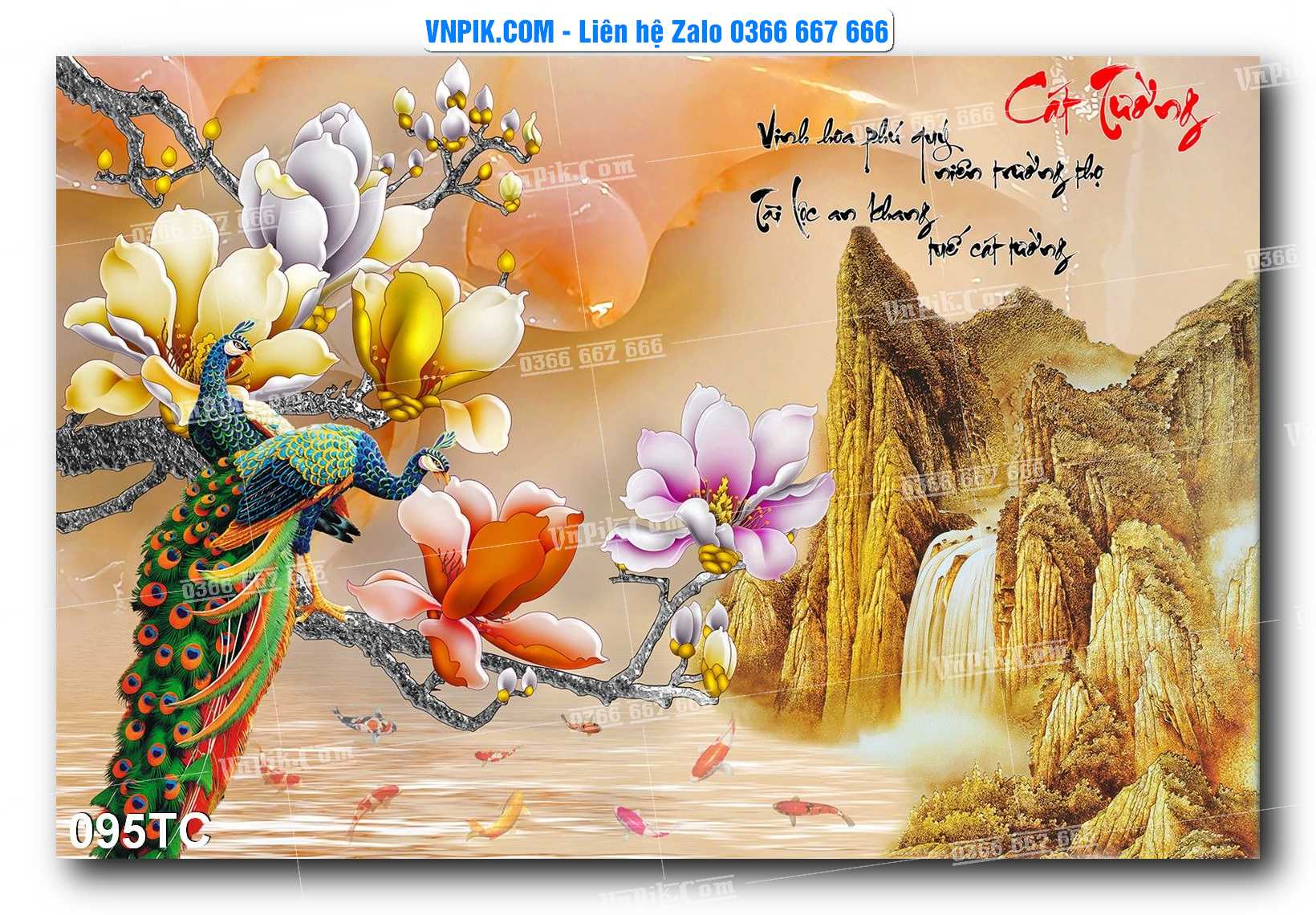 Tranh Treo Tường – Chim Công Hoa Mẫu Đơn 095TC