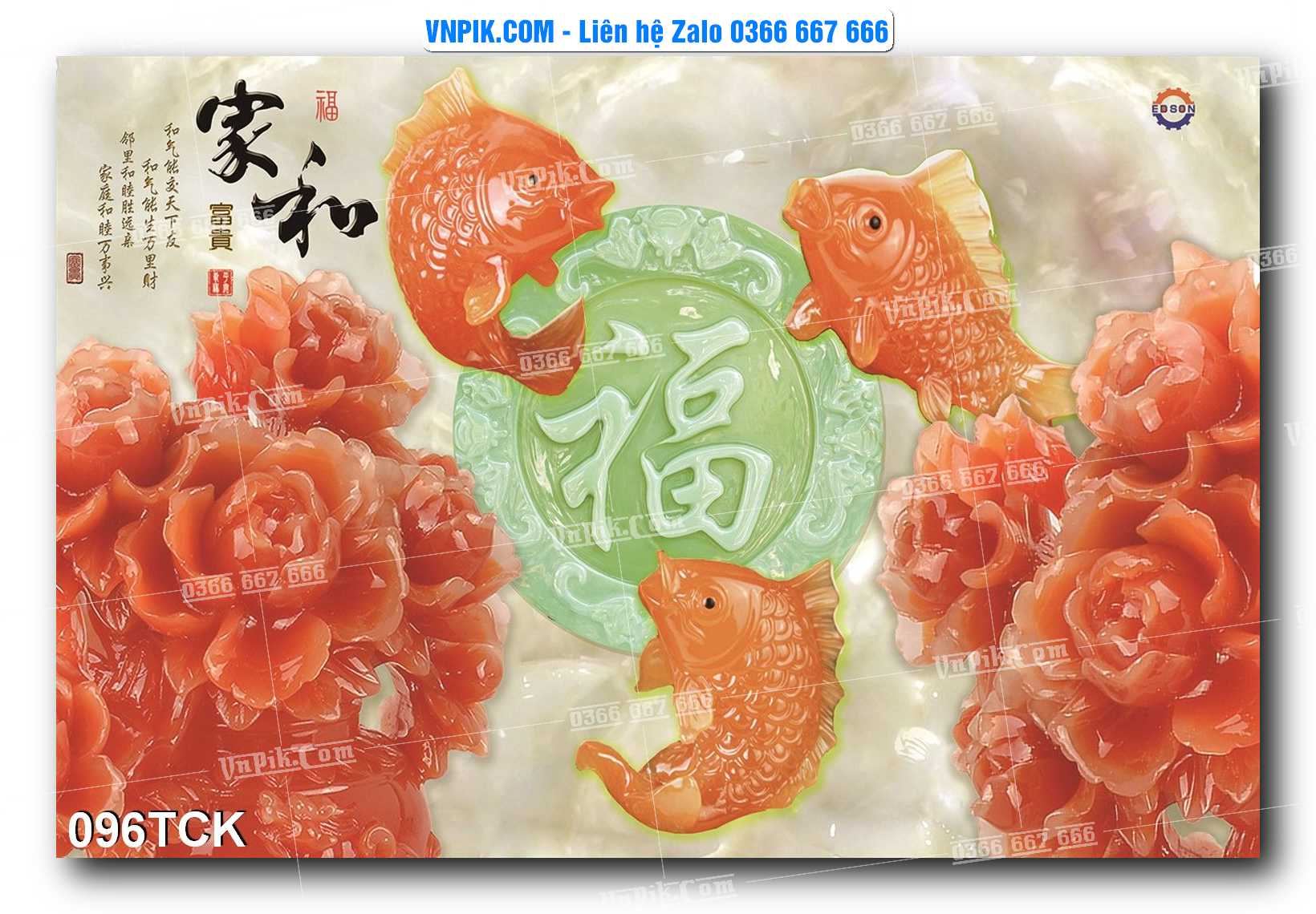 Tranh Hoa Sen – Cá Koi – Cá Chép  096TCK