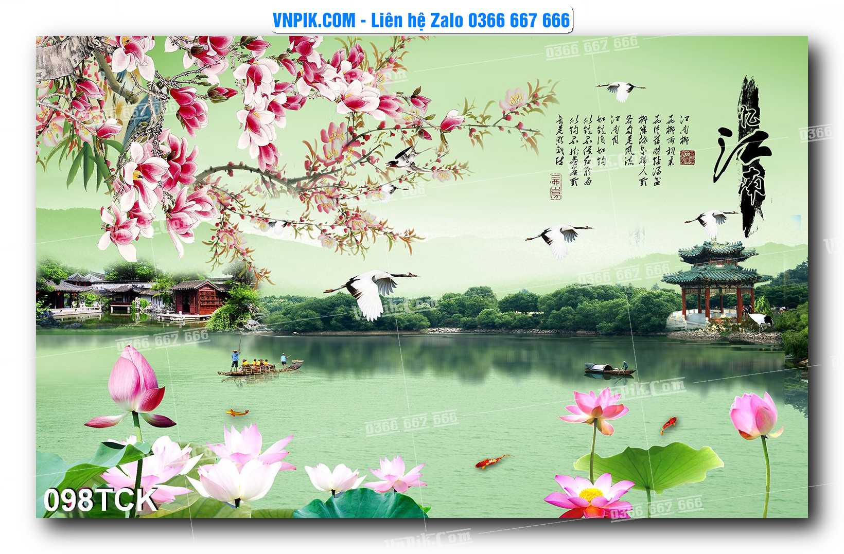 Tranh Hoa Sen – Cá Koi – Cá Chép  098TCK