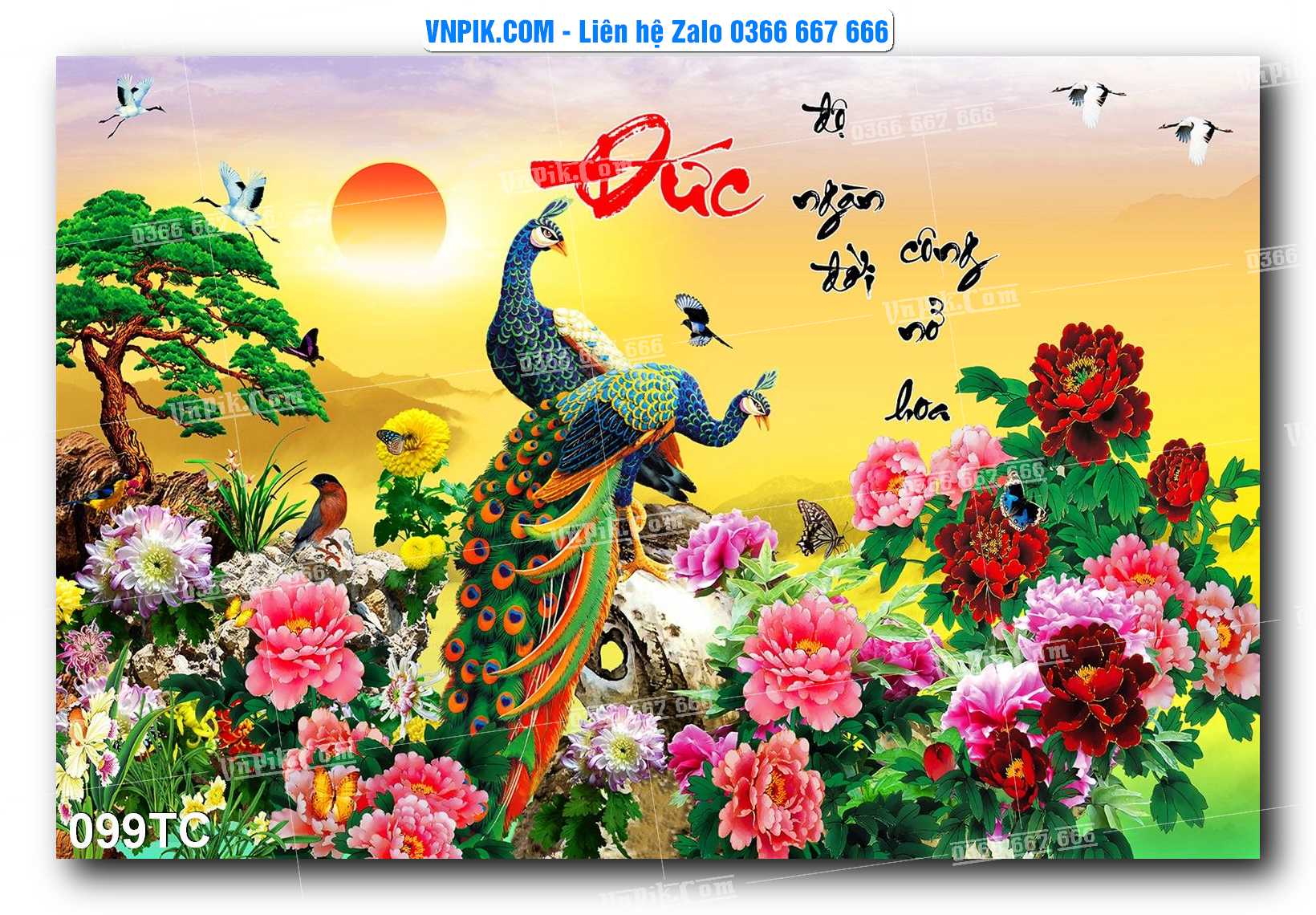 Tranh Treo Tường – Chim Công Hoa Mẫu Đơn 099TC