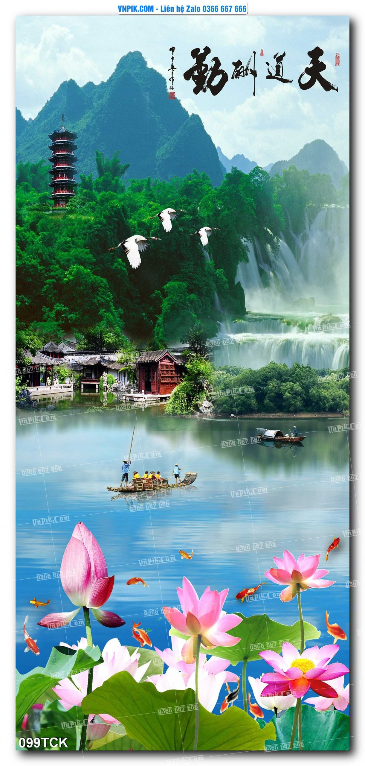 Tranh Hoa Sen – Cá Koi – Cá Chép  099TCK