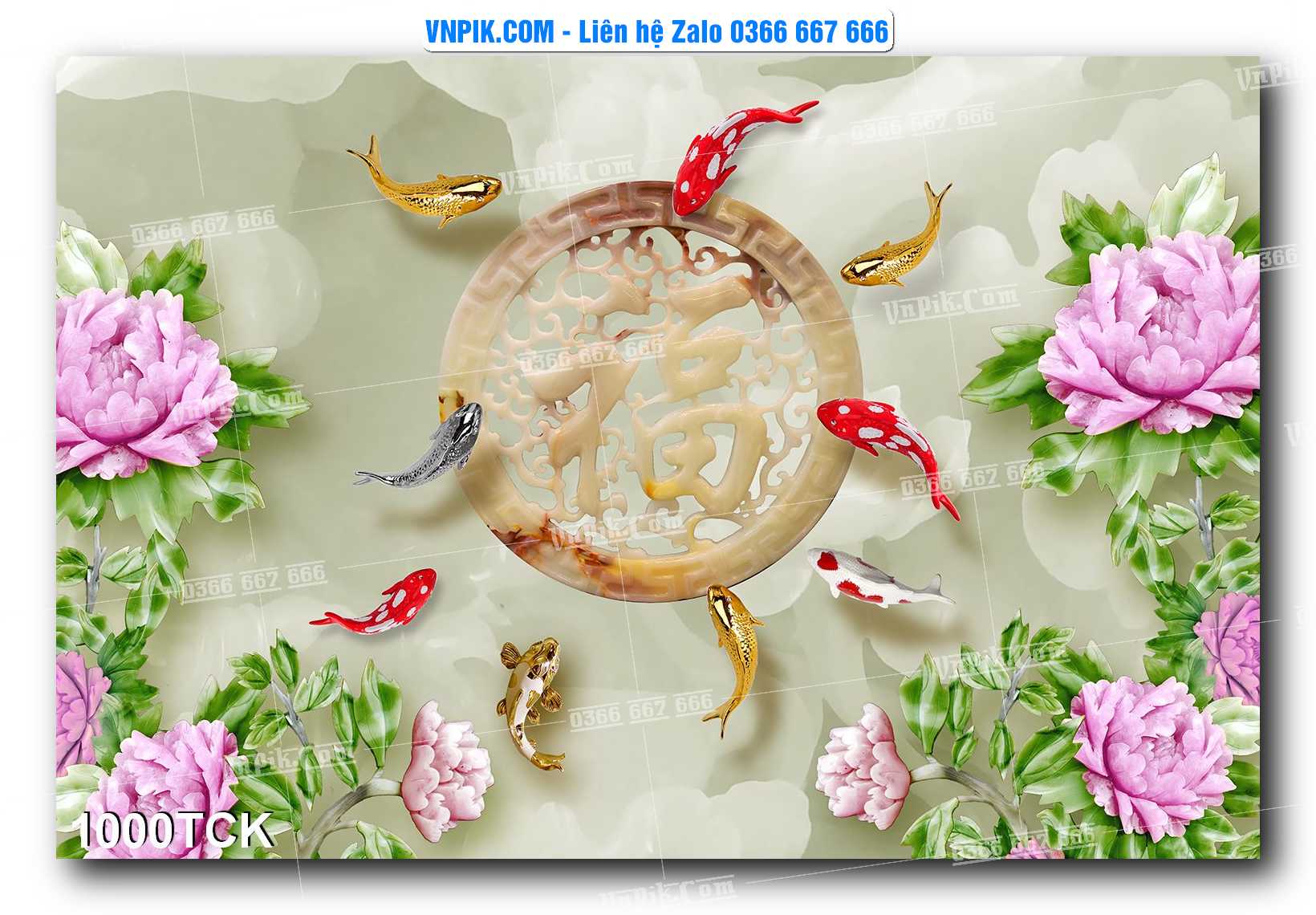 Tranh Hoa Sen – Cá Koi – Cá Chép 1000TCK