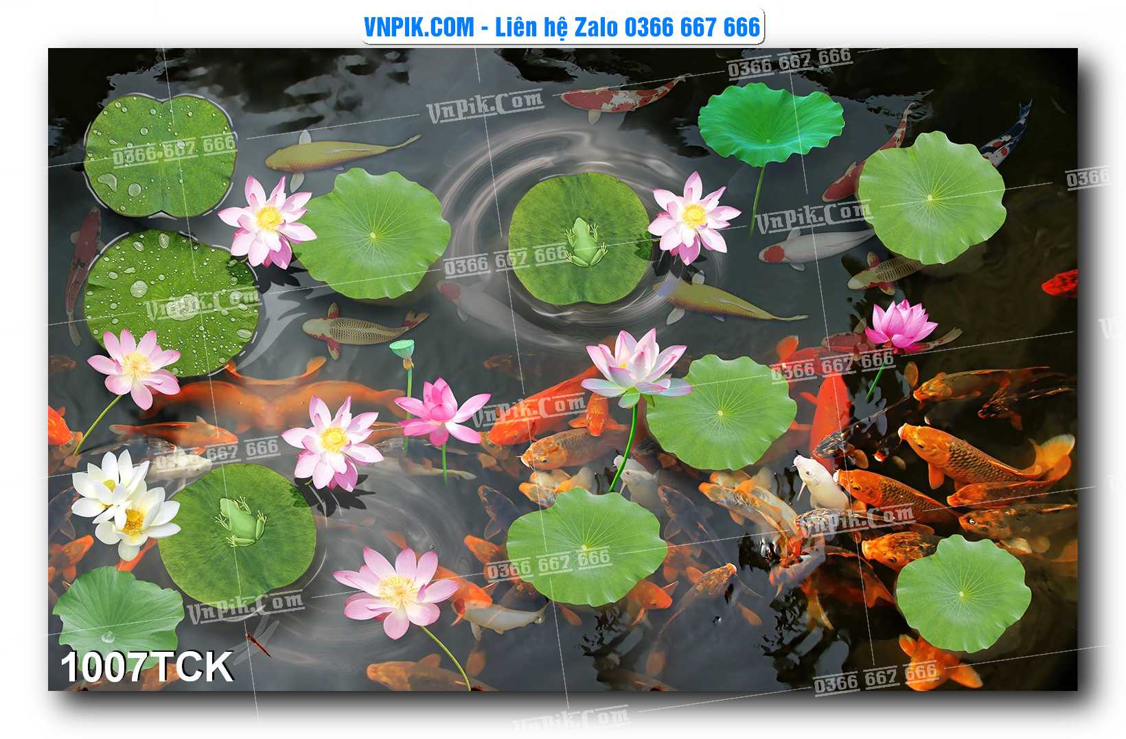 Tranh Hoa Sen – Cá Koi – Cá Chép 1007TCK