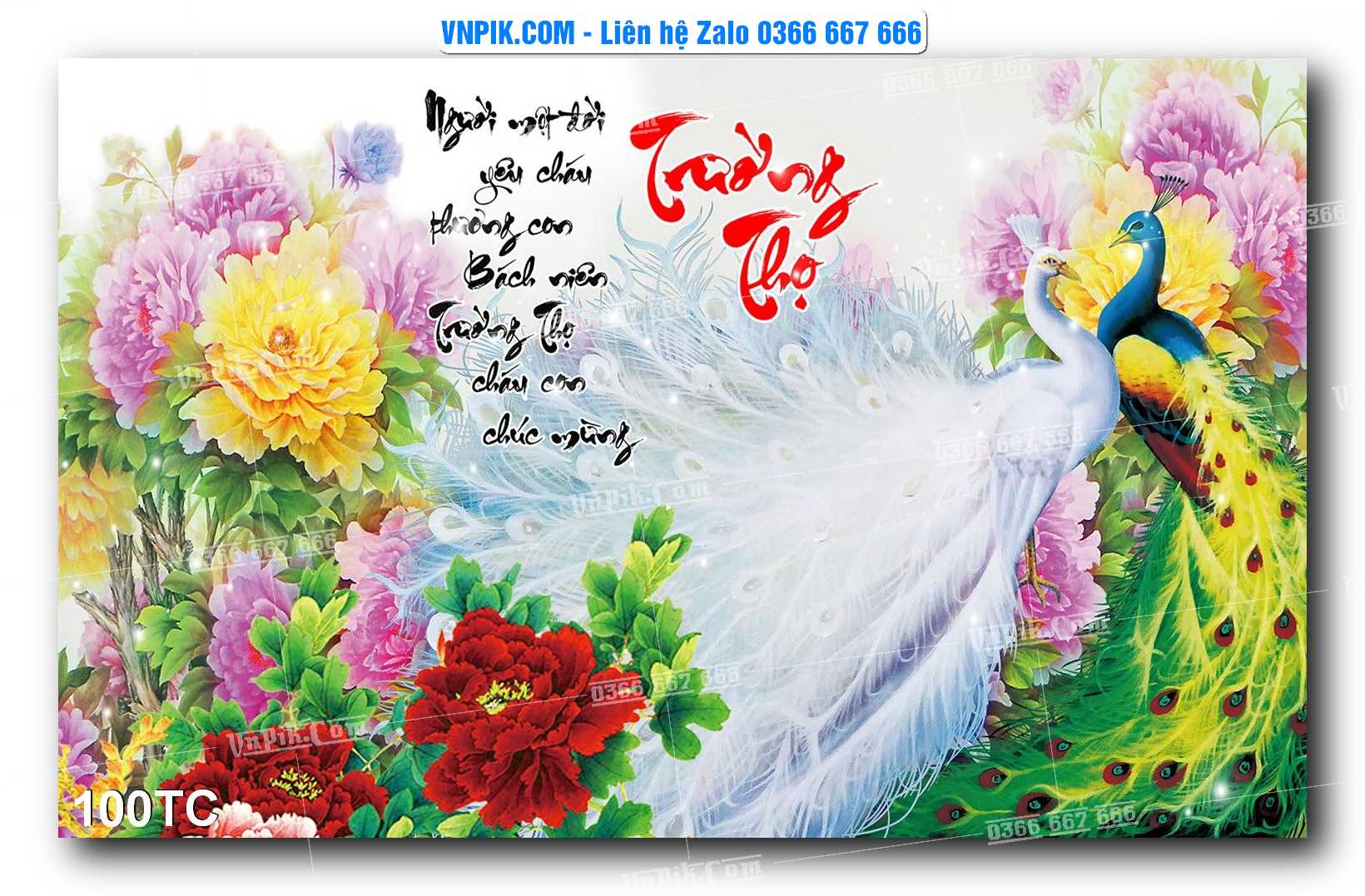Tranh Treo Tường – Chim Công Hoa Mẫu Đơn 100TC