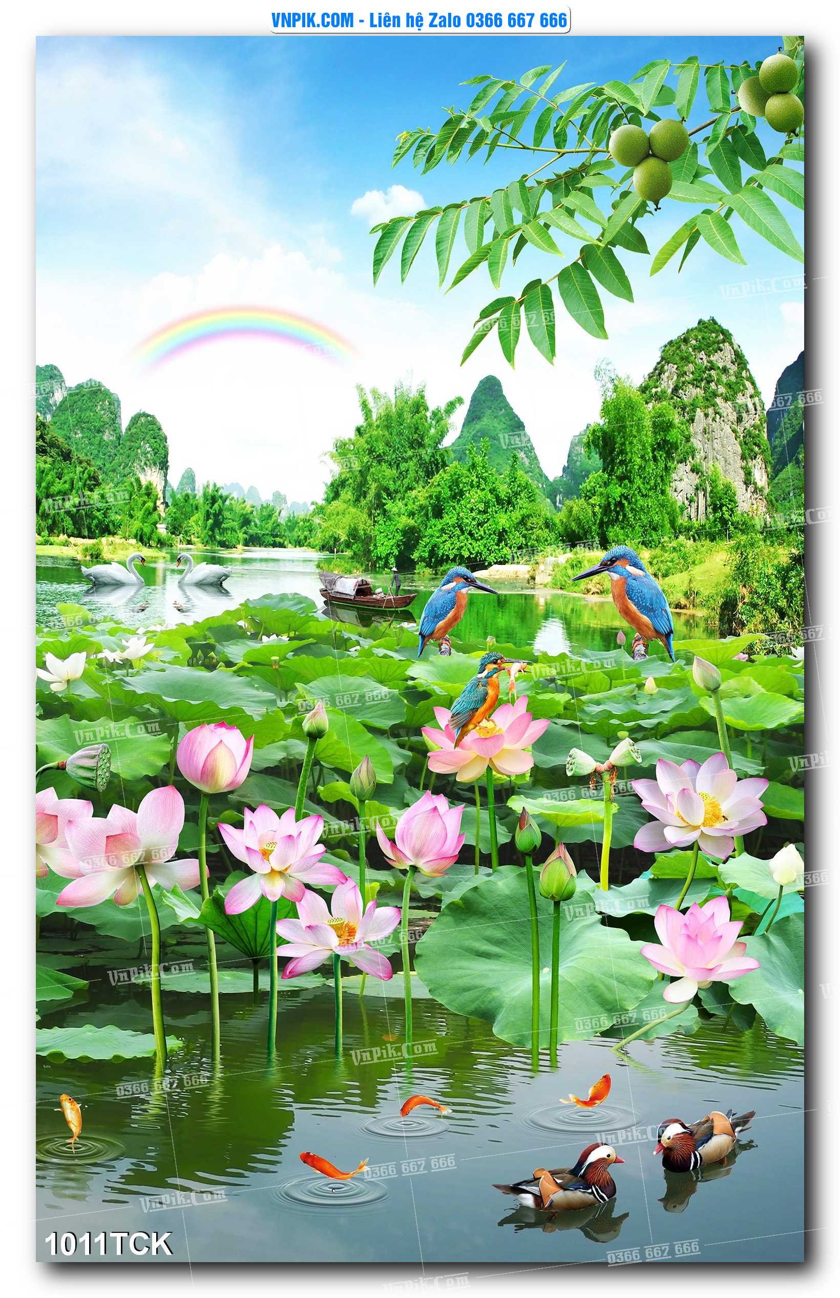 Tranh Hoa Sen – Cá Koi – Cá Chép 1011TCK