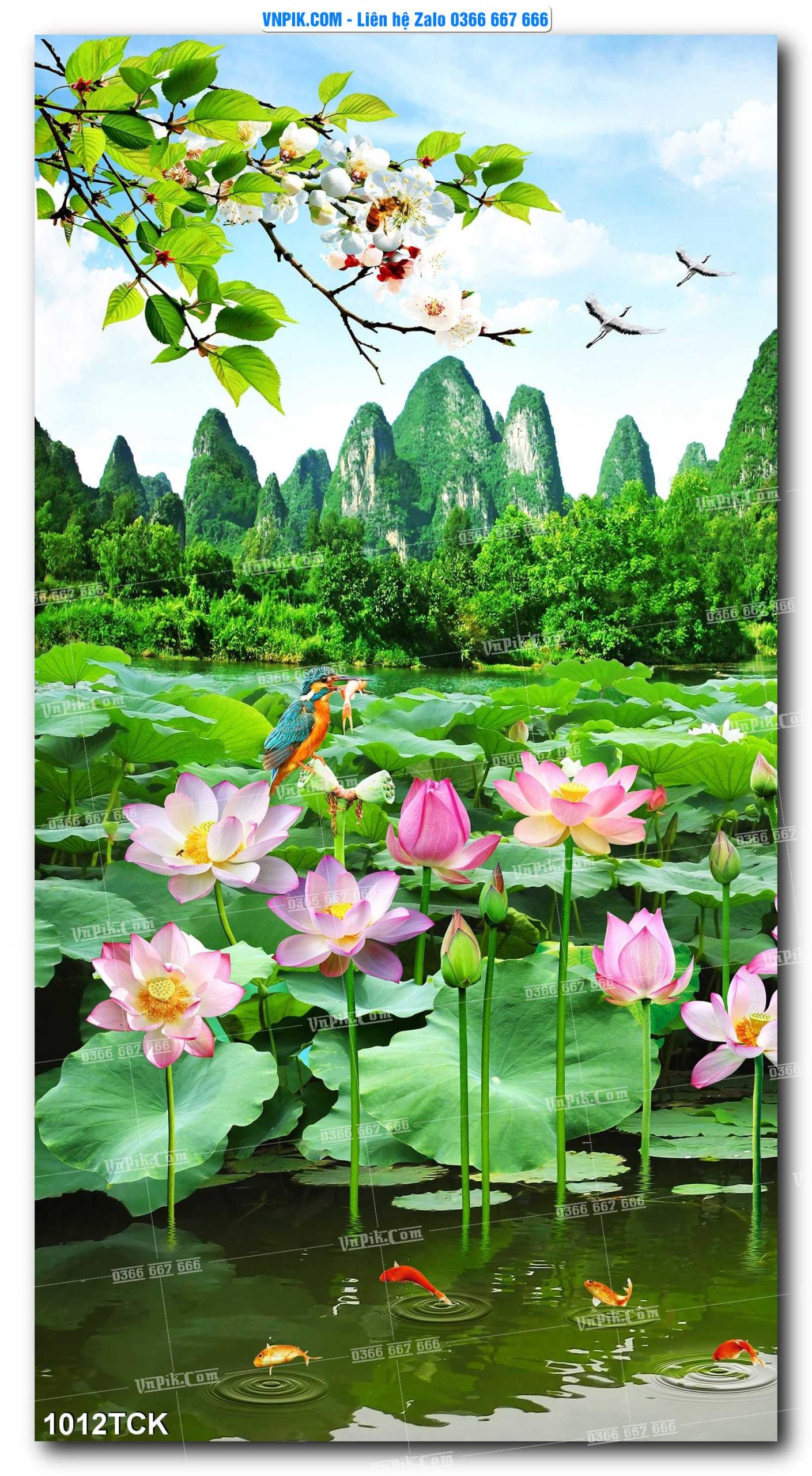 Tranh Hoa Sen – Cá Koi – Cá Chép 1012TCK