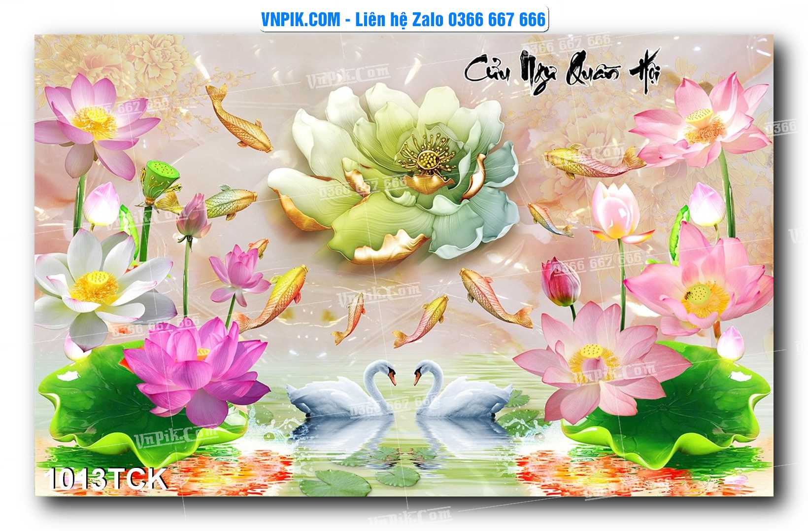 Tranh Hoa Sen – Cá Koi – Cá Chép 1013TCK