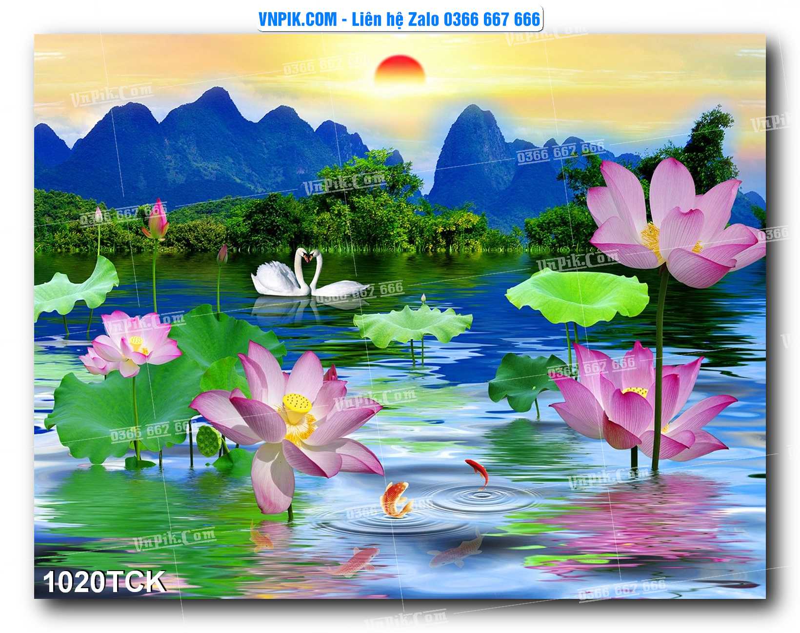 Tranh Hoa Sen – Cá Koi – Cá Chép 1020TCK