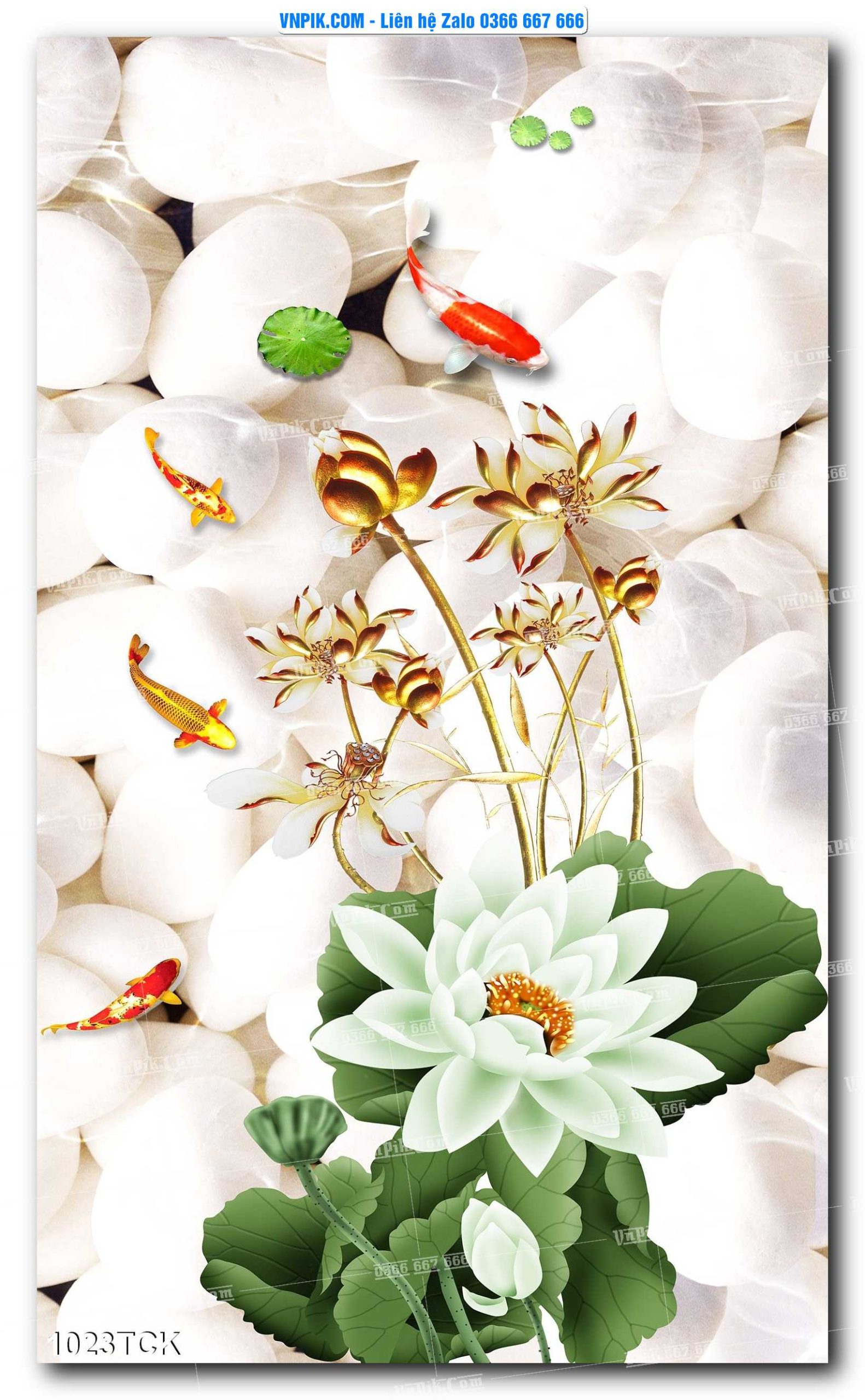 Tranh Hoa Sen – Cá Koi – Cá Chép 1023TCK