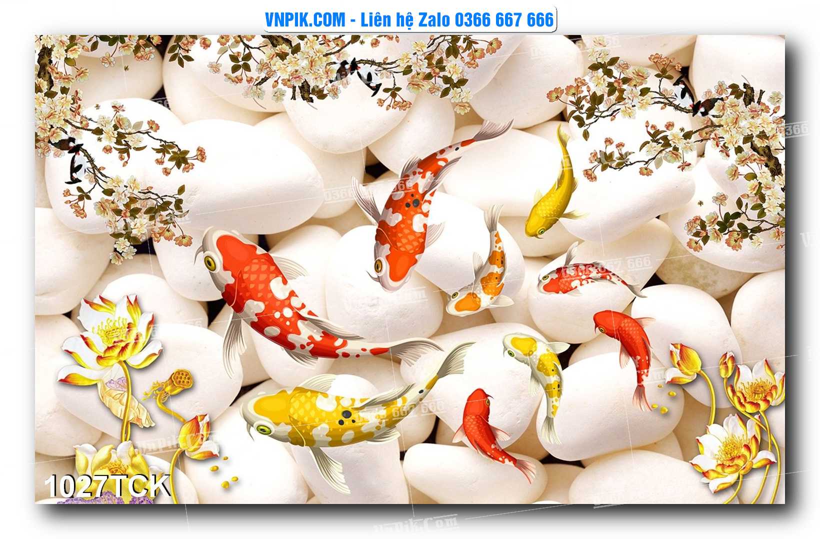 Tranh Hoa Sen – Cá Koi – Cá Chép 1027TCK