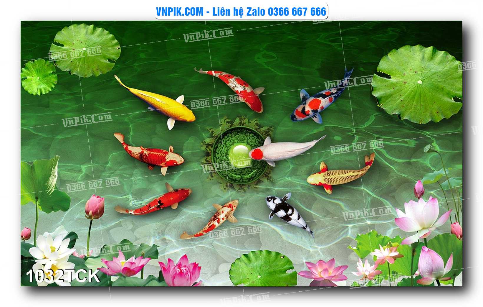Tranh Hoa Sen – Cá Koi – Cá Chép 1032TCK