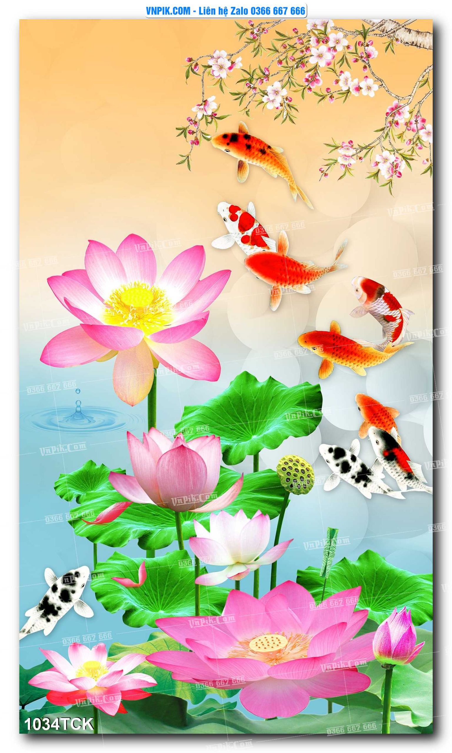 Tranh Hoa Sen – Cá Koi – Cá Chép 1034TCK