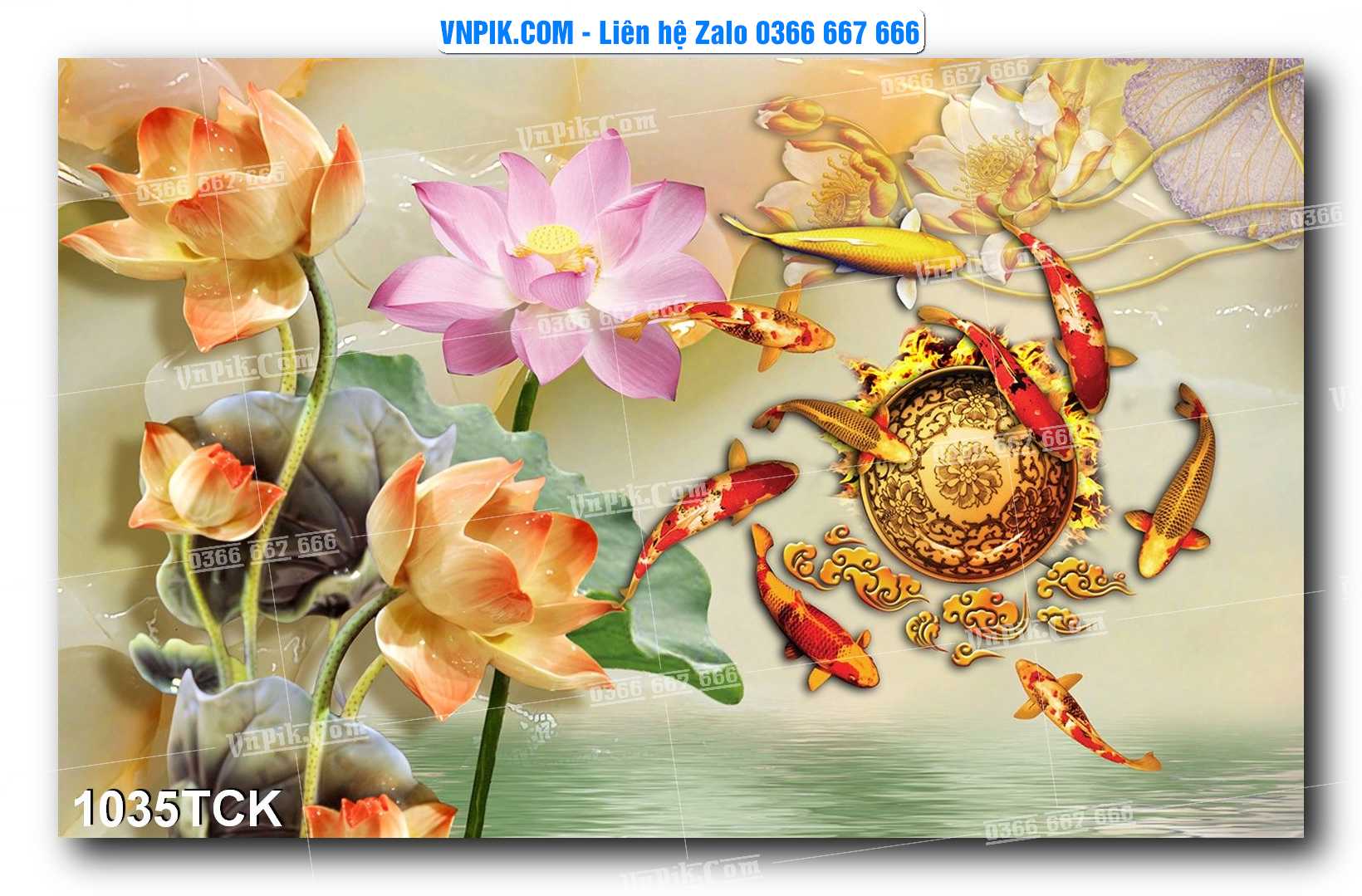Tranh Hoa Sen – Cá Koi – Cá Chép 1032TCK
