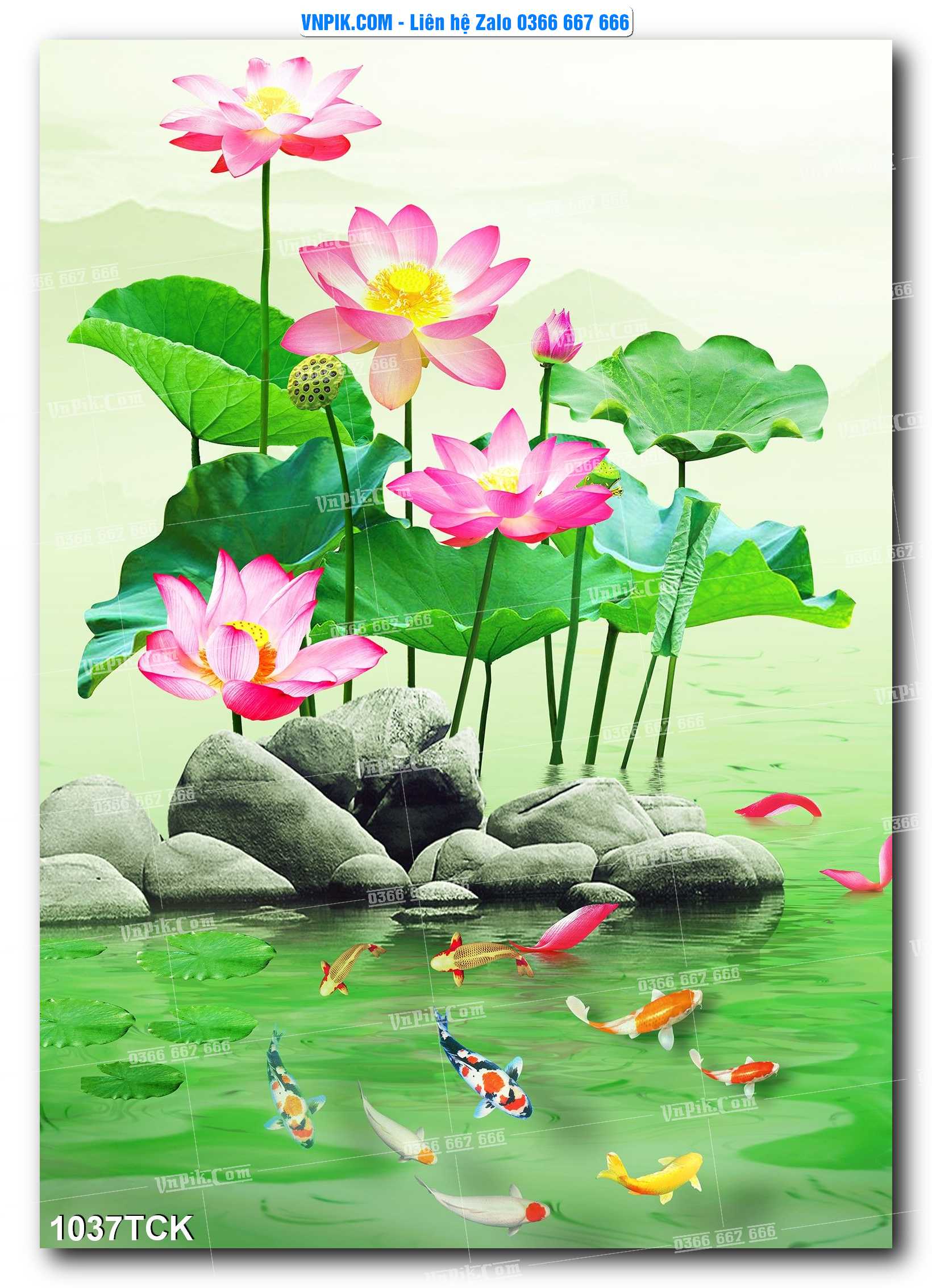 Tranh Hoa Sen – Cá Koi – Cá Chép 1037TCK